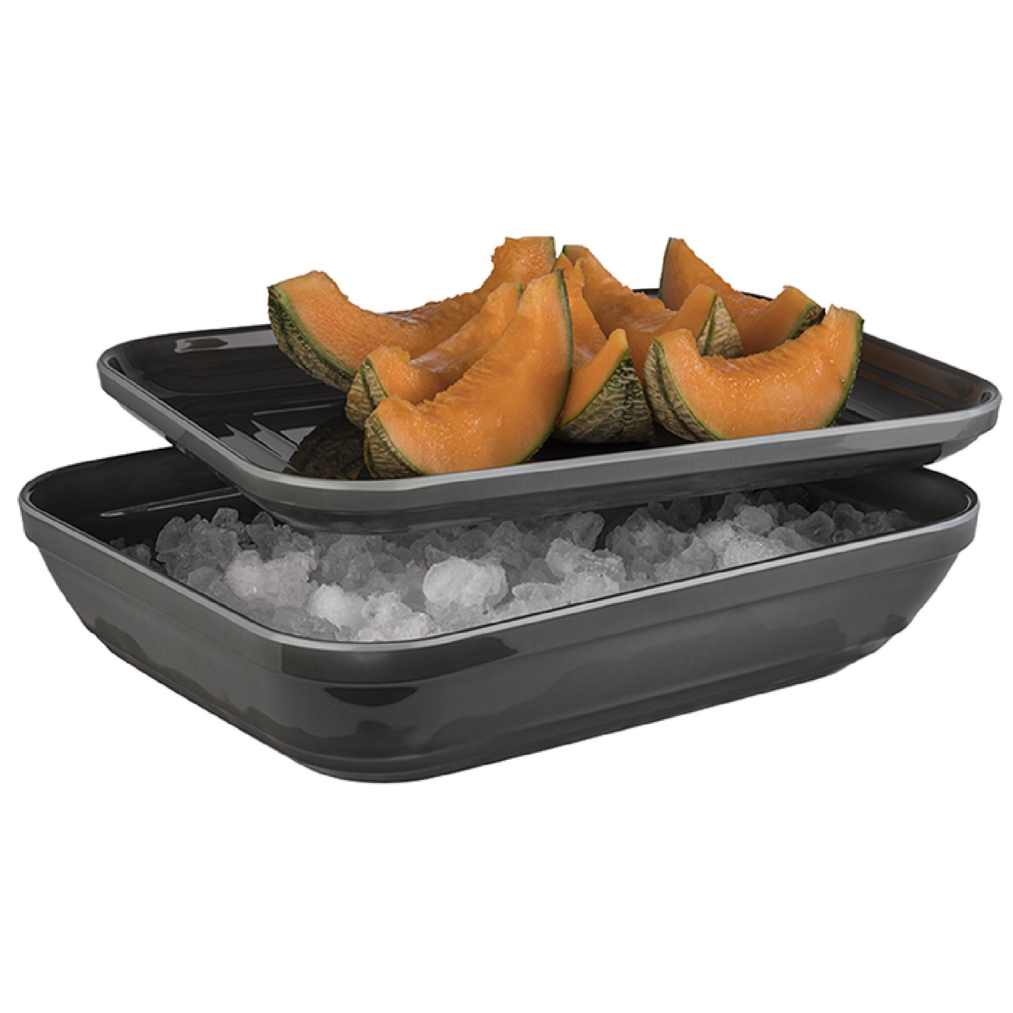 (6 pcs) Bac GN 1/2 - EMMA - Mélamine - 3,5L - rectangulaire - 325x265mm - Profondeur : 75mm - Gris