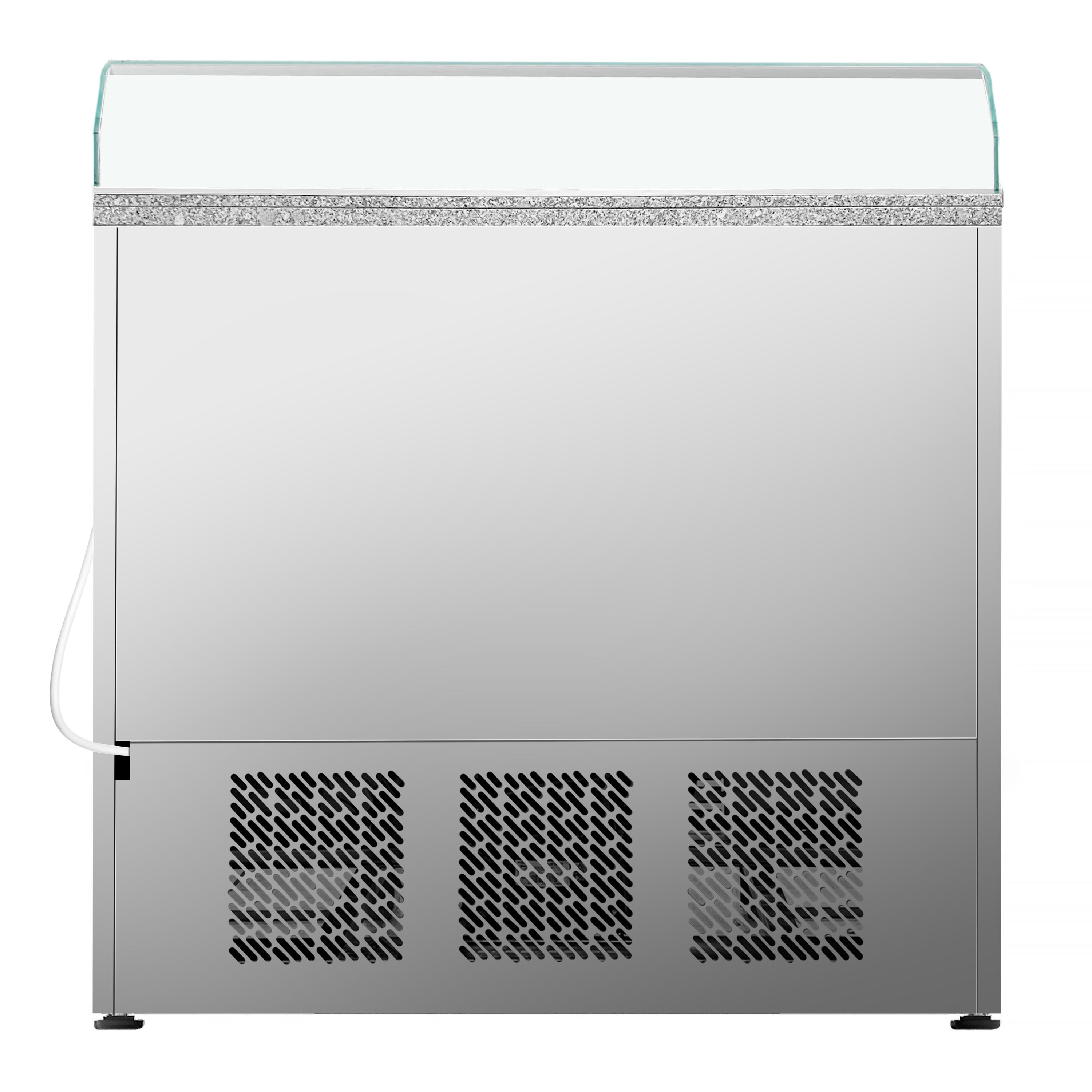 Saladette réfrigérée - 978mm - 230L - 2 portes - avec vitrine de comptoir pour 5x GN 1/6 & 1 étagère - plan de travail en granit noir