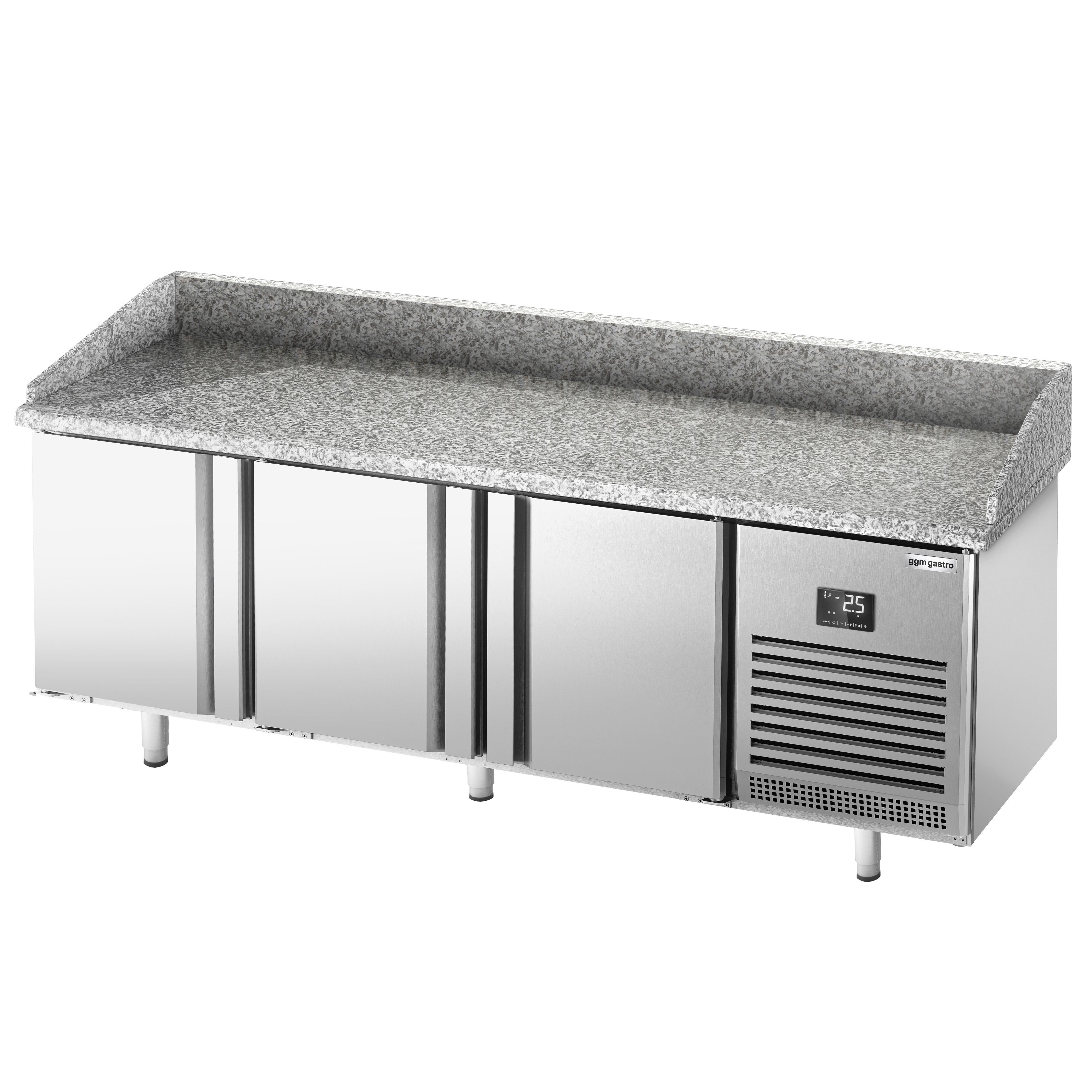 Commercial Pizza Prep Counter - Granite Top PREMIUM PLUS - 1980x700mm - with 3 doors