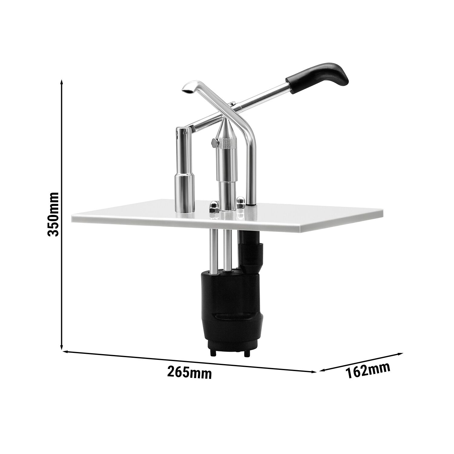 Pompe à sauce - à levier - dosage réglable - compatible avec bac GN GN 1/4 - acier inoxydable - 265x350mm