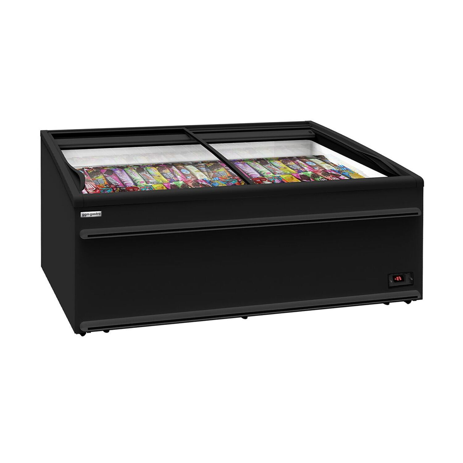 Îlot de congélation WTRU25 - 2106x858mm - 483 L - Couvercles coulissants en verre - Noir