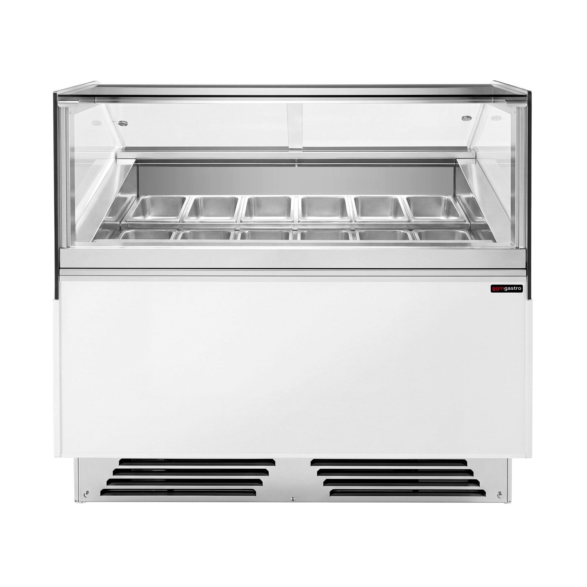 Vitrine à glace ADAM – 1200 mm – refroidissement ventilé – pour 12 bacs à glace de 5 litres ou 8 bacs de 7 litres – Blanc
