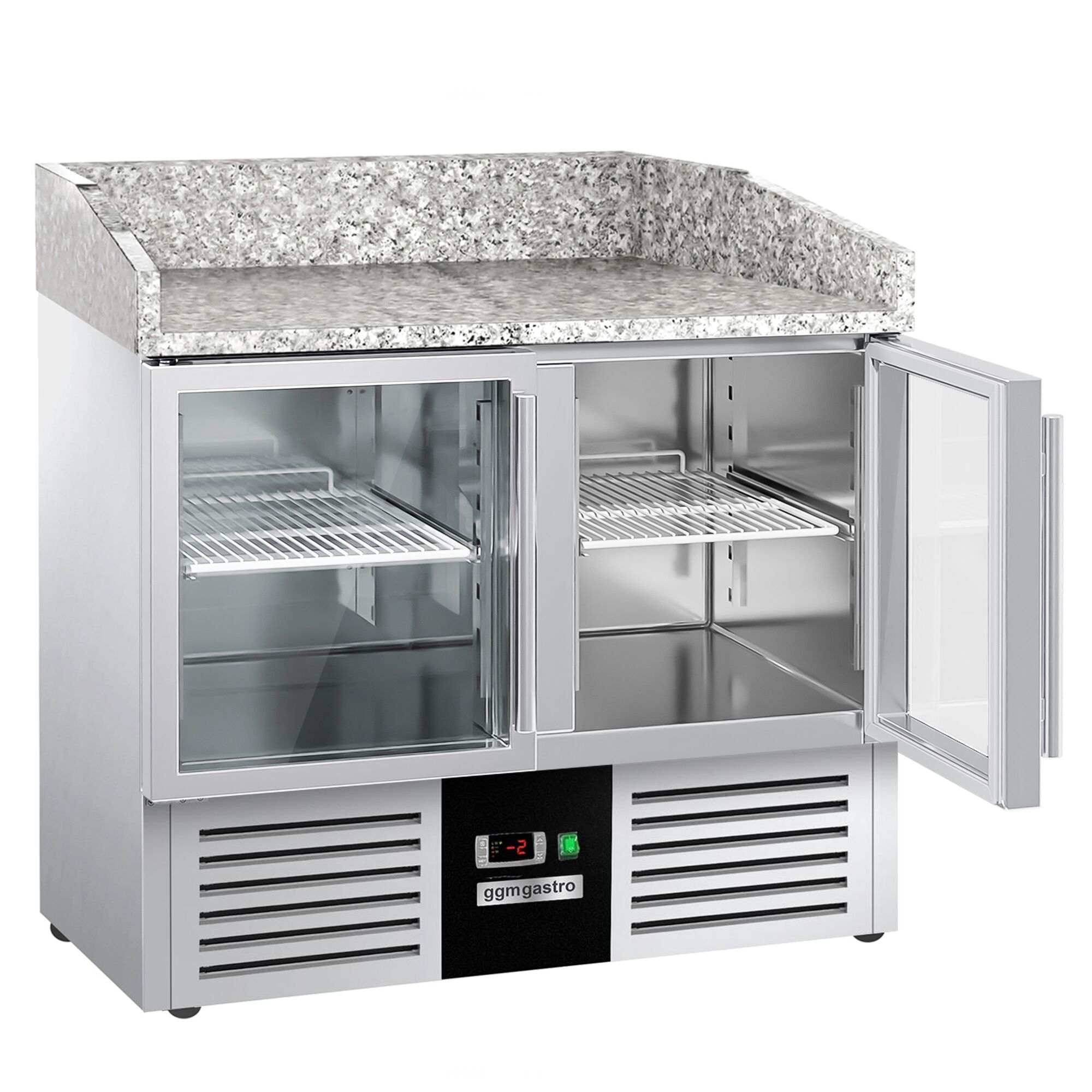 Table réfrigérée à pizza PREMIUM - 935 x 700 mm - 2 portes vitrées