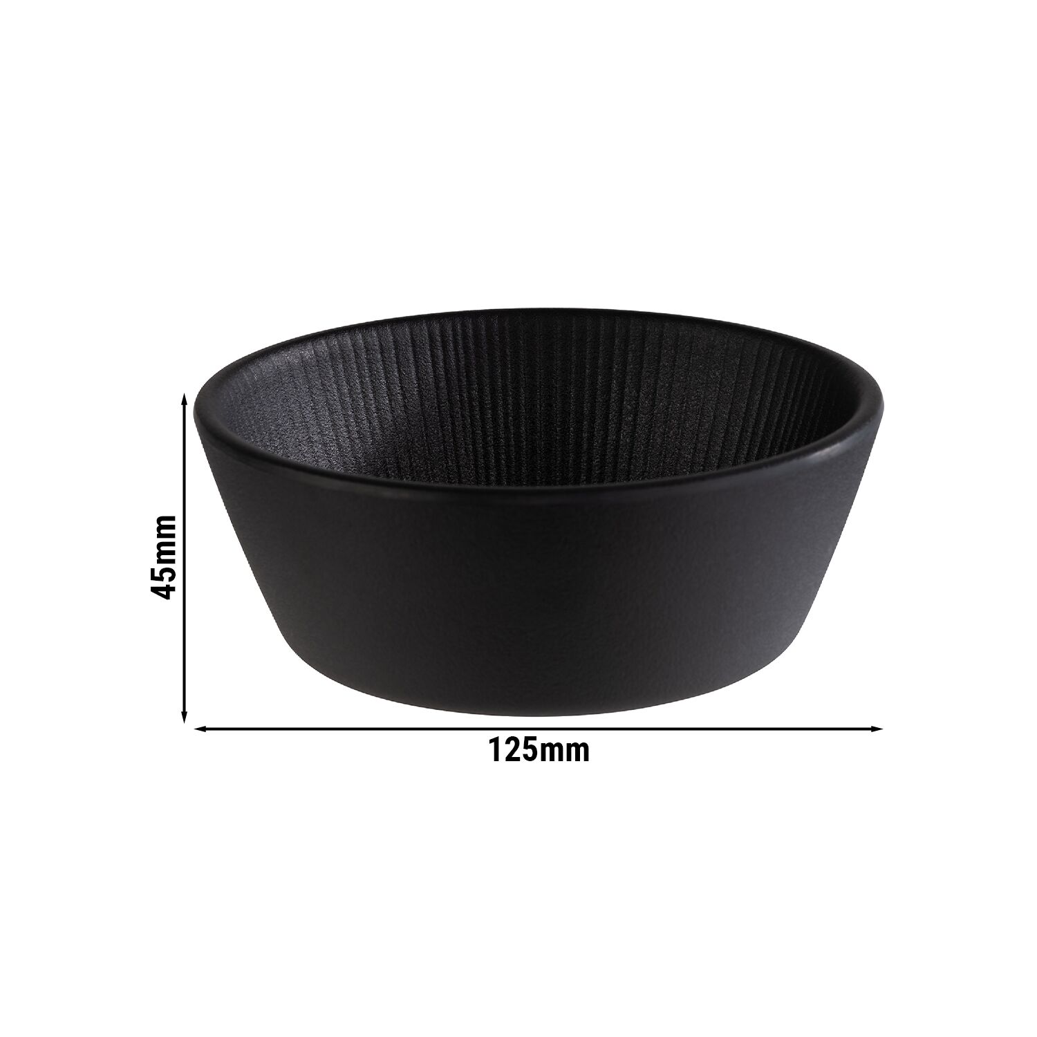 (6 pcs) Coupe - NERO - Mélamine - 250ml - carré - 125x125mm - Profondeur : 45mm - Noir