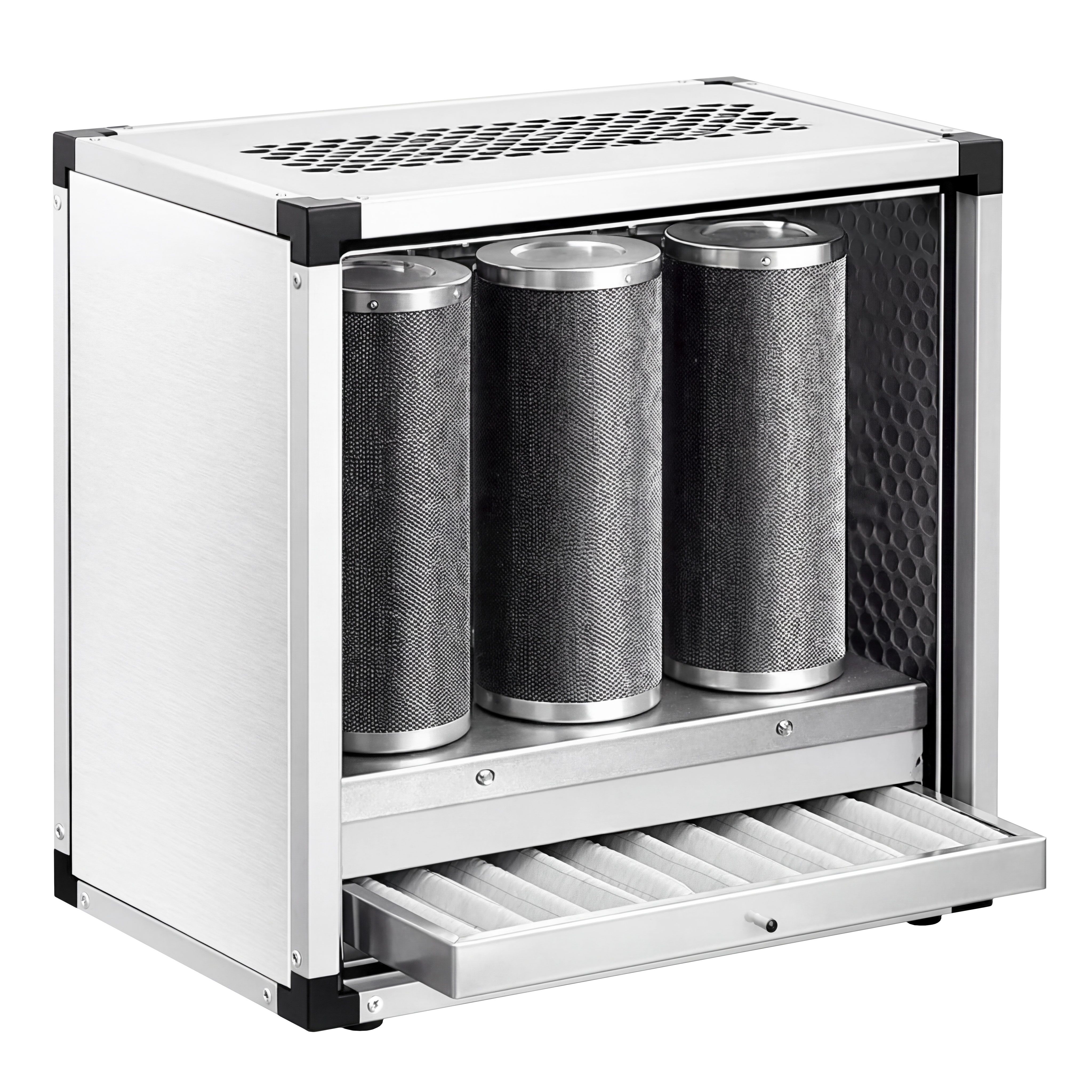 Système de filtration d’air extrait sans moteur – 2500 m³ – taux de séparation de 70 % – avec préfiltre & filtre à charbon actif