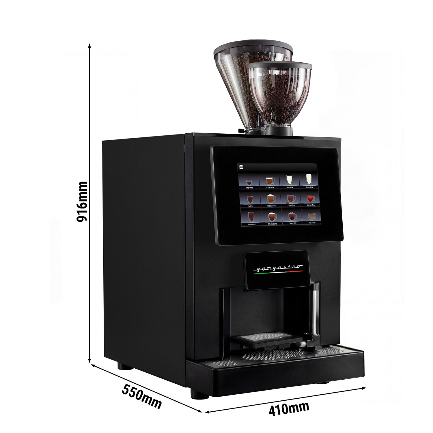 Machine à café automatique - 30 programmes - écran tactile 10 pouces - 2 réservoirs à grains & 3 compartiments à poudre - avec système de lait frais pour 2 types de lait