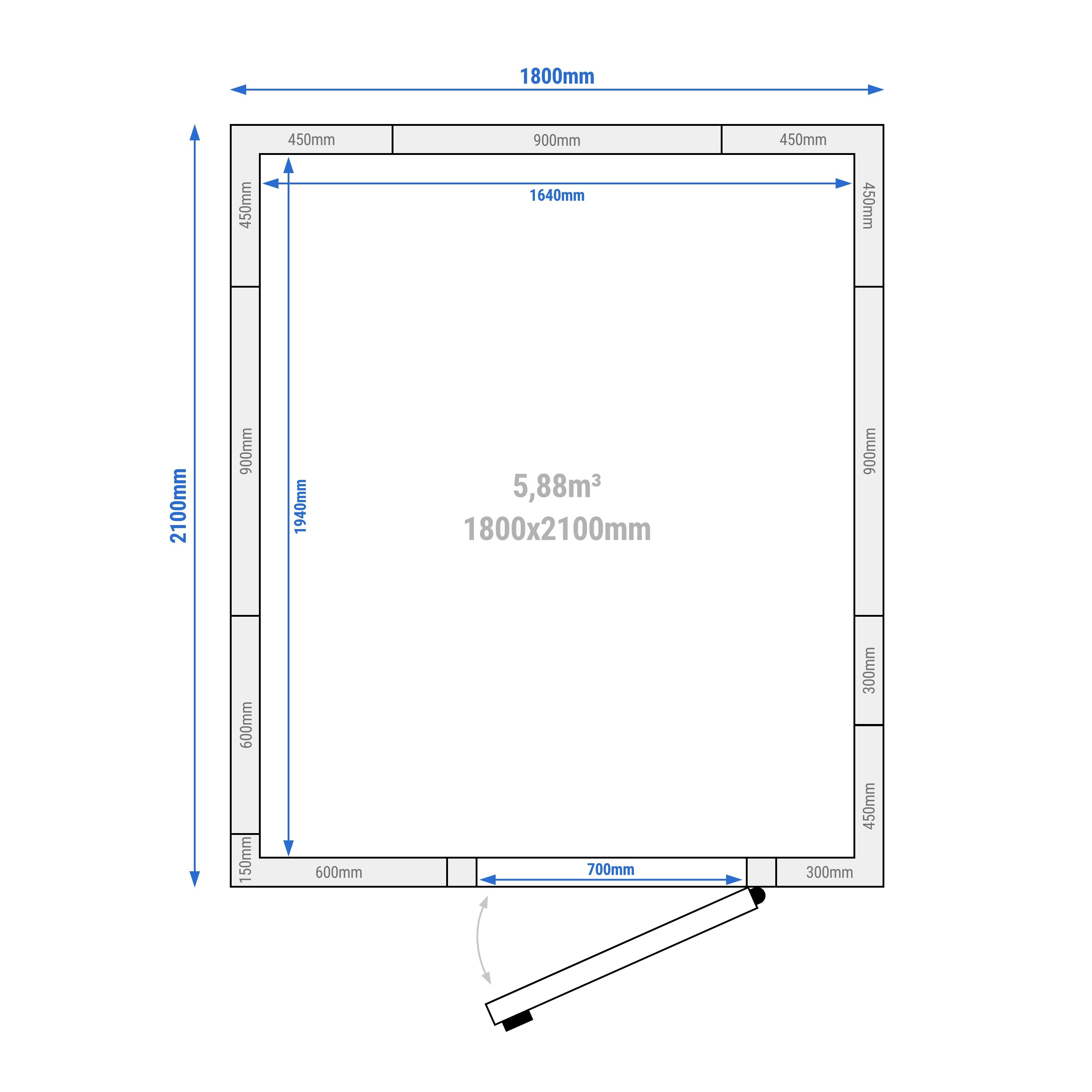 Chambre froide - 1800 x 2100 mm - 5,88 m³