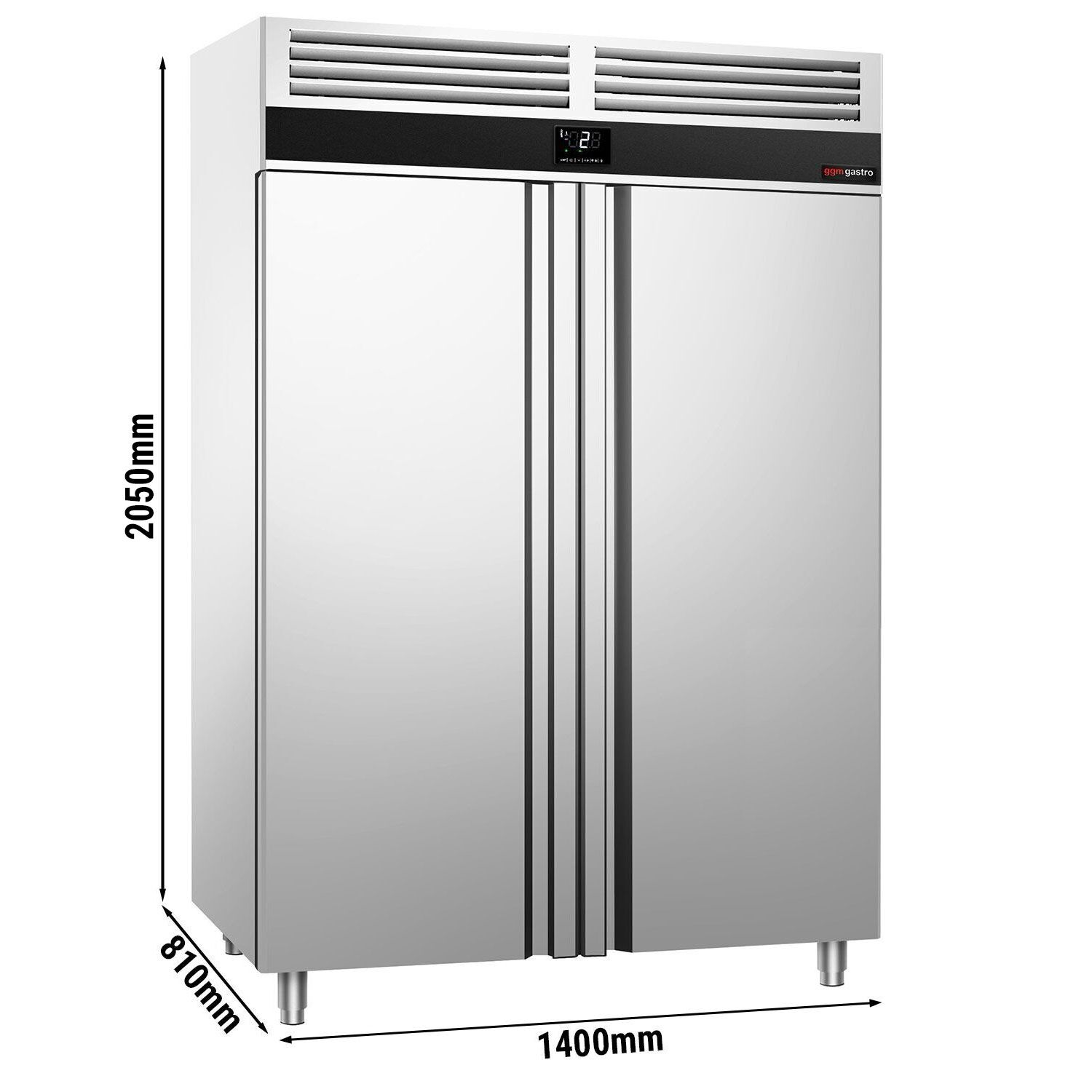 Armoire réfrigérée positive Inox AISI 304 PREMIUM - GN 2/1 - 1400 L - avec 2 portes