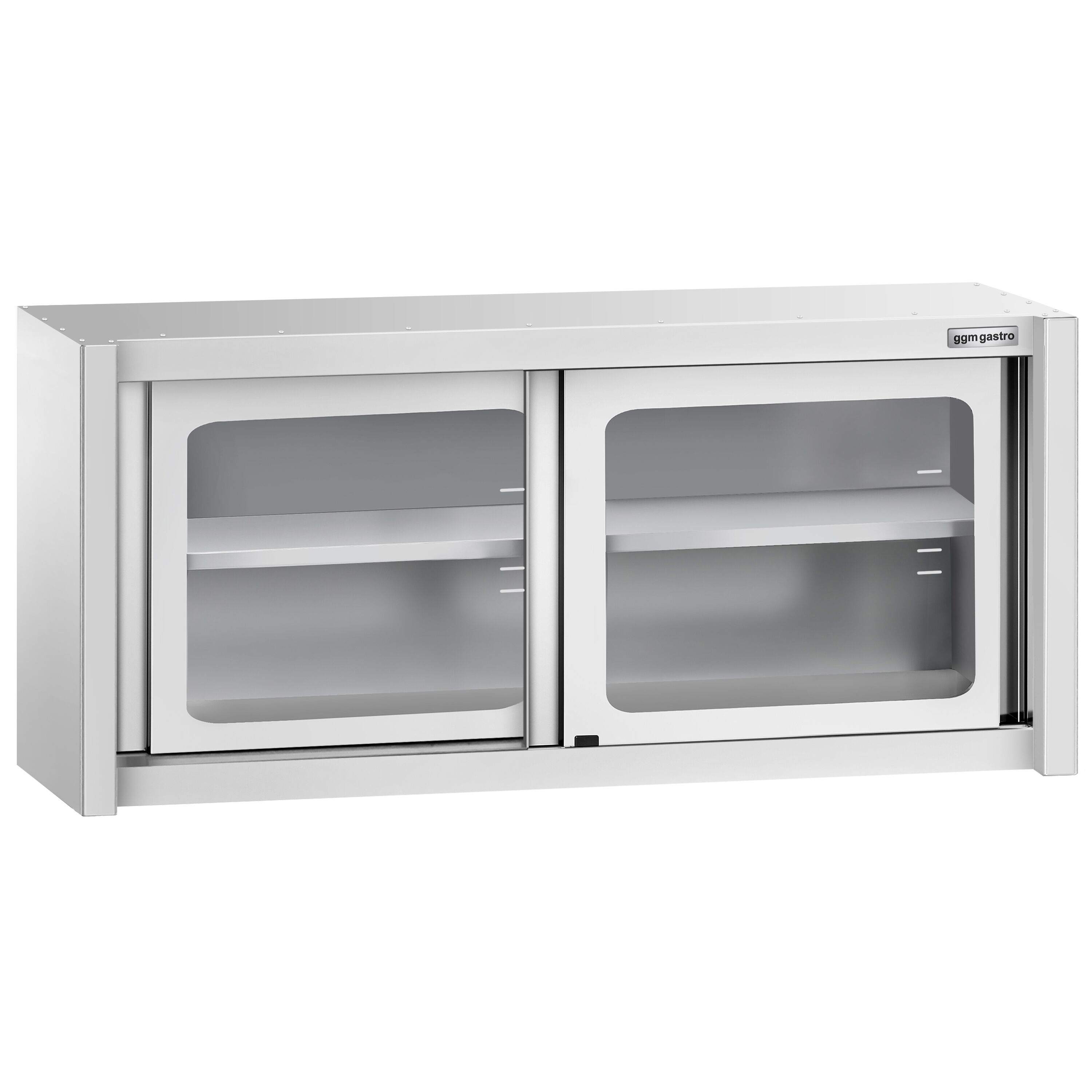 Armoire murale en acier inoxydable - 1400x400mm - avec portes coulissantes vitrées - 650mm de haut
