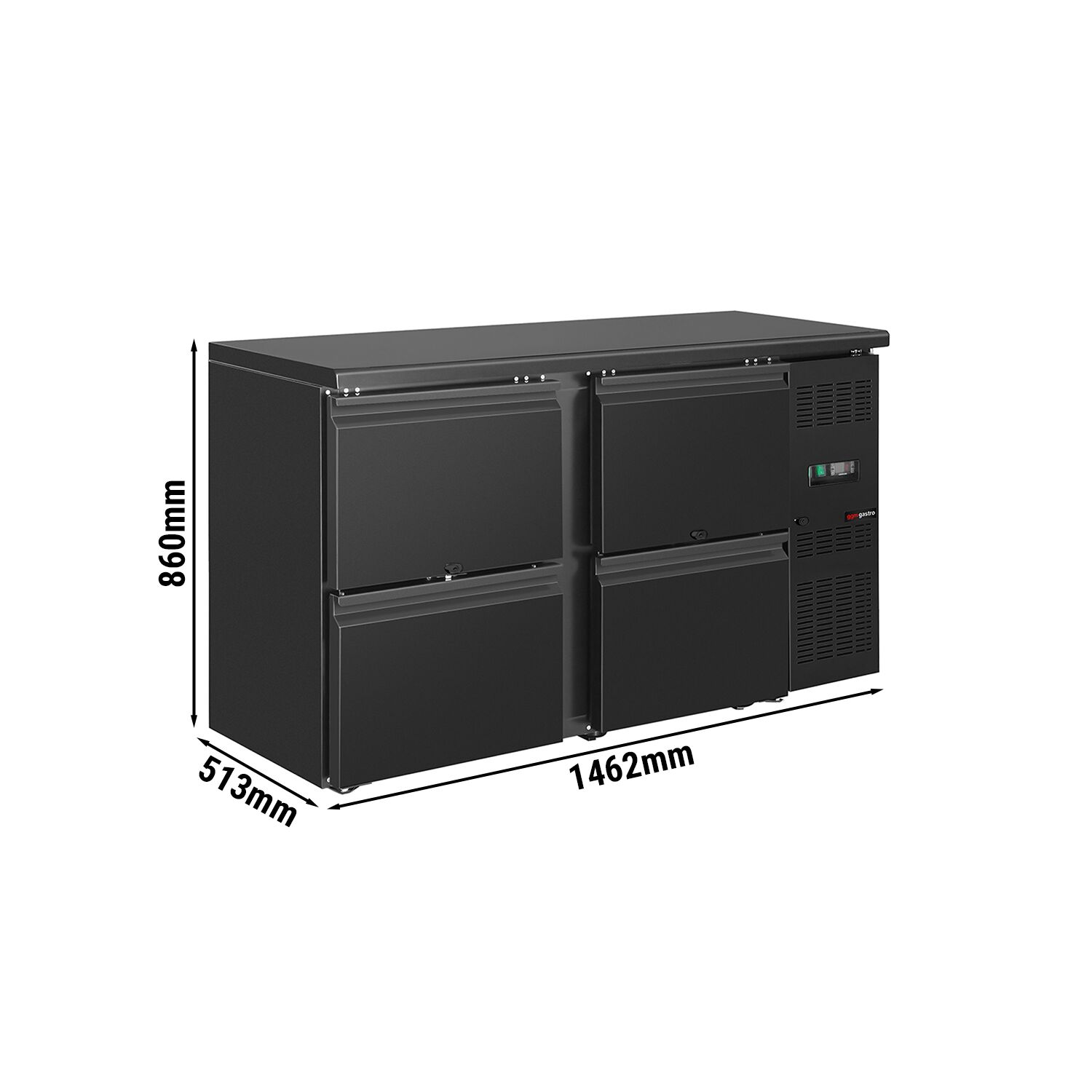 Table réfrigérée de bar & pour boissons ECO - 1462 mm - avec 4 tiroirs - noir