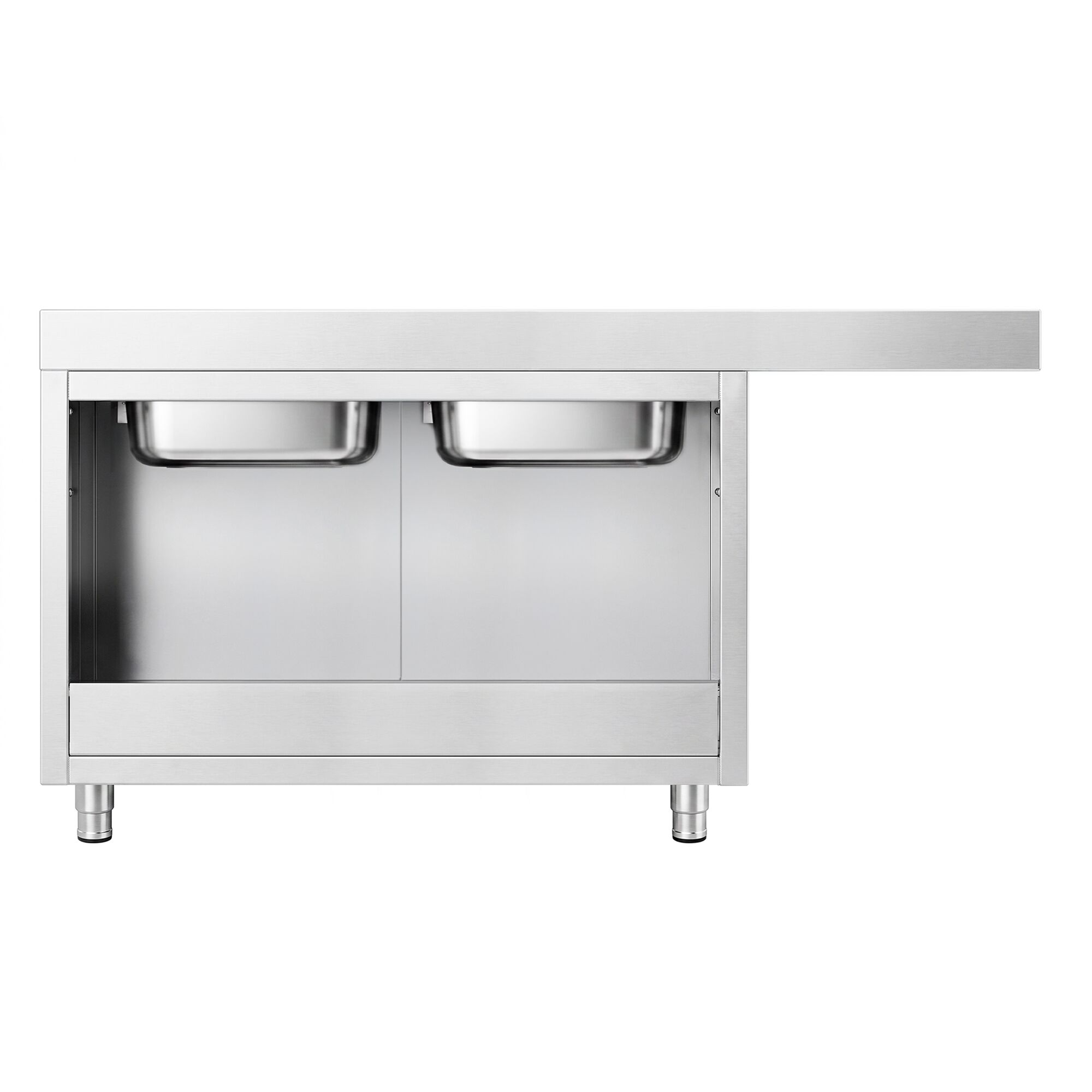 Spoeltafel PREMIUM - 2000x600mm - 2 spoelbakken rechts