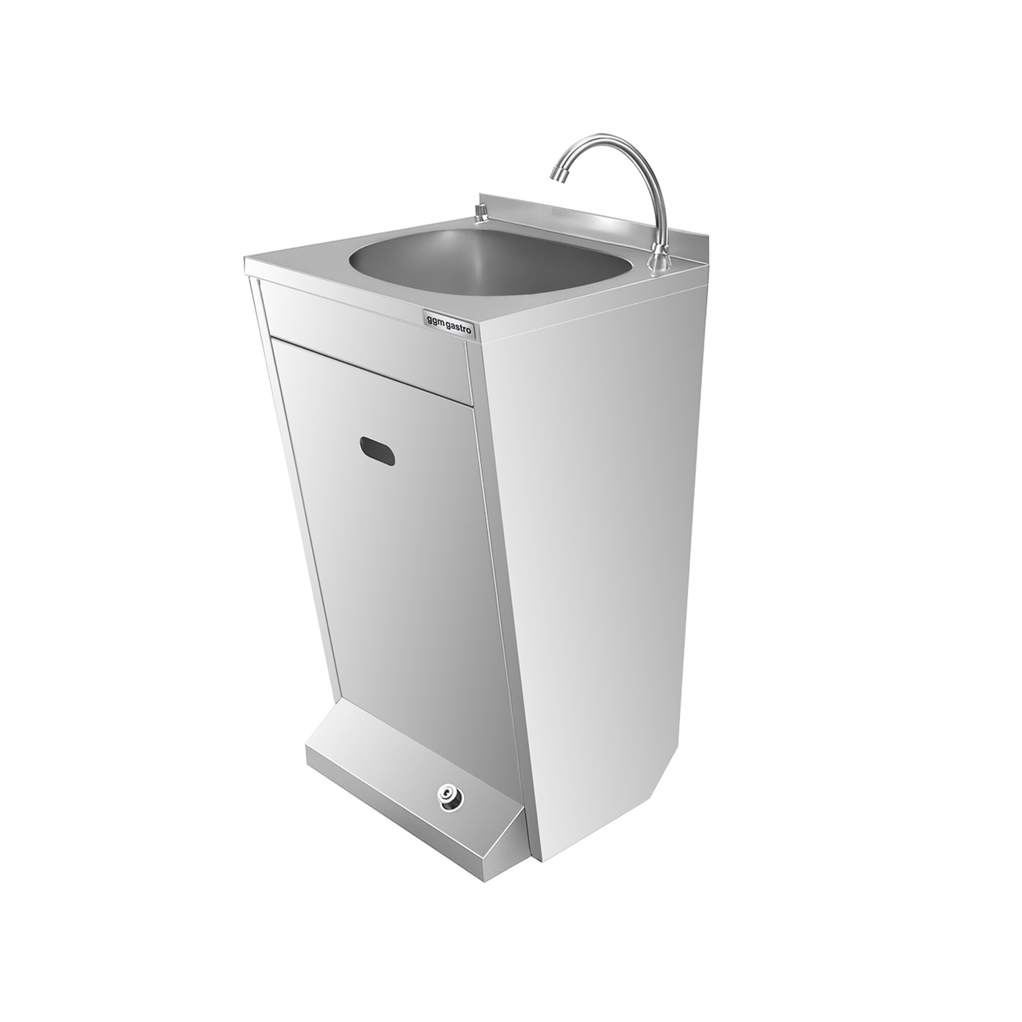 Lave-mains - Acier inoxydable - avec commande au pied, distributeur de savon