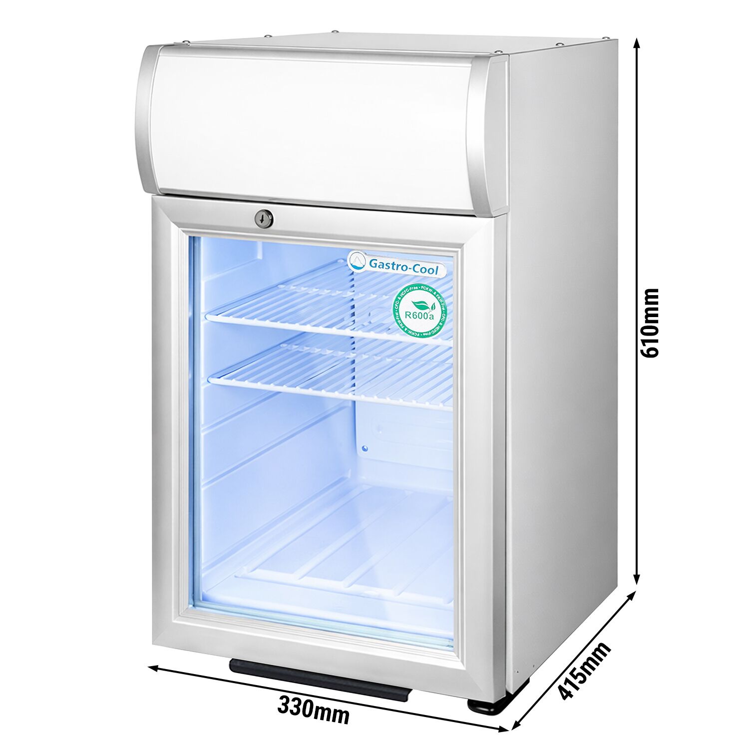 GASTRO-COOL | Minibar réfrigéré - 430 mm - 62 litres - avec 1 porte vitrée - Argent