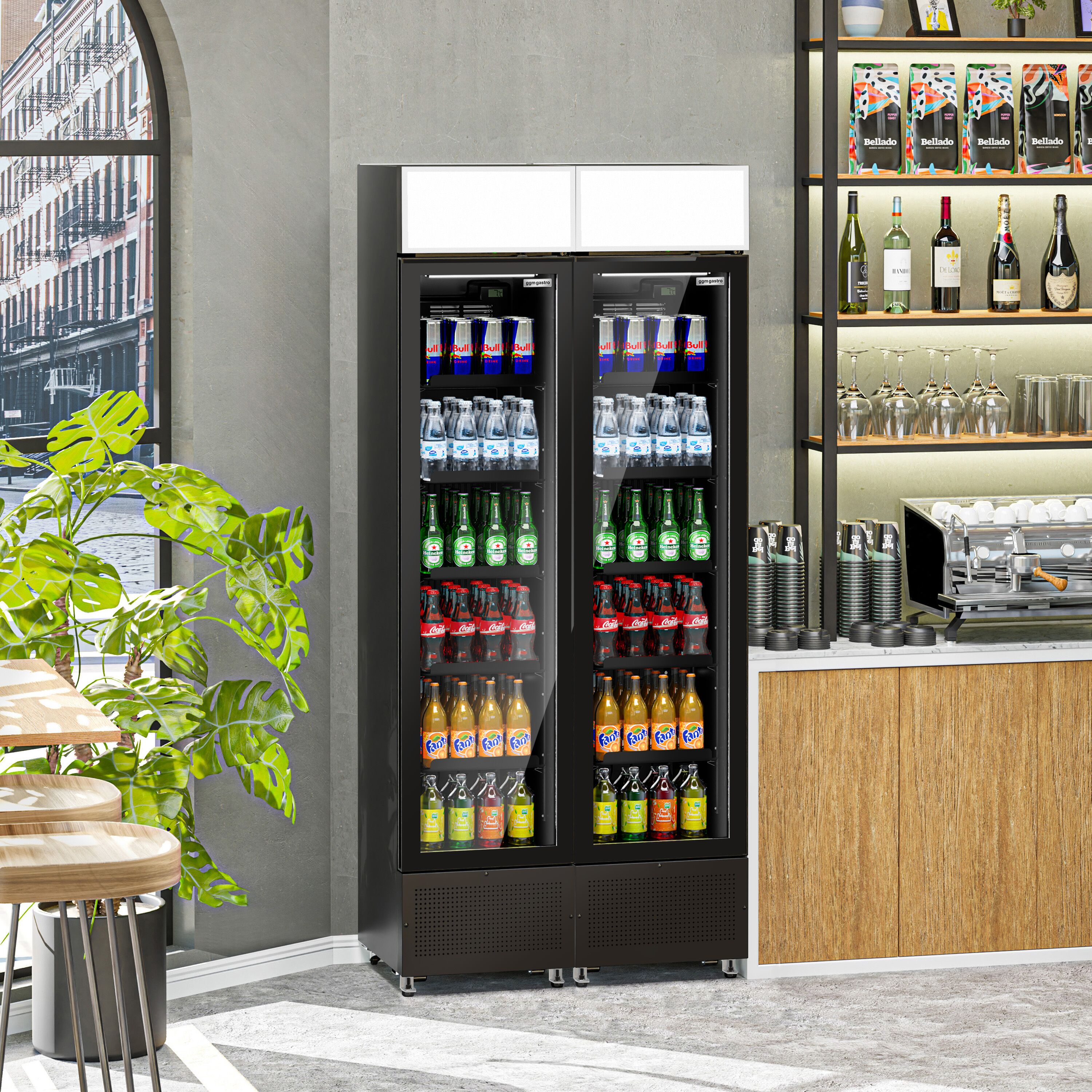 (2 pièces) Vitrine réfrigérée à boissons - 290 litres - design sans cadre - avec 2 portes vitrées et écran publicitaire