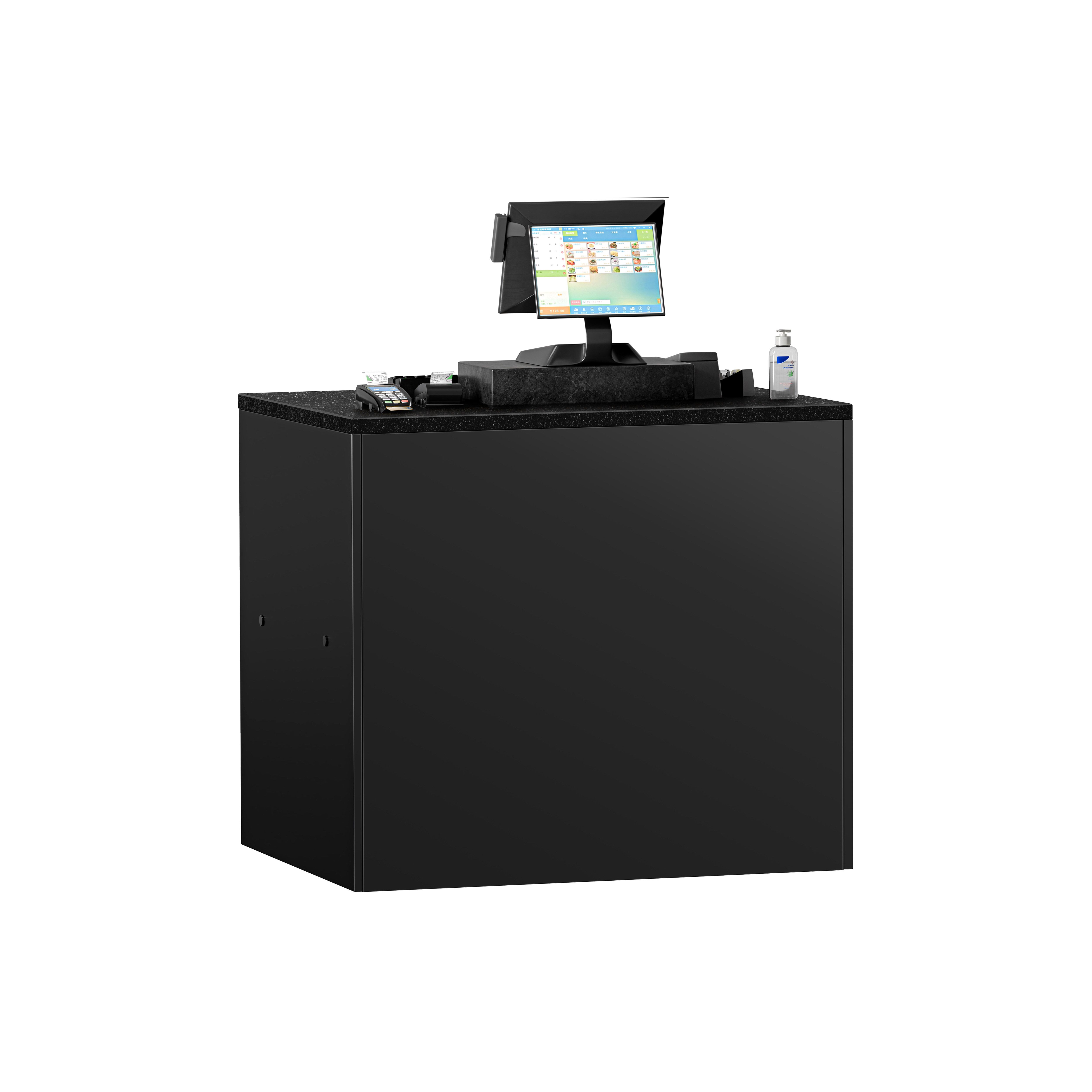 Table de caisse MADRID – 1000 mm – plan de travail en marbre Noir – Noir mat