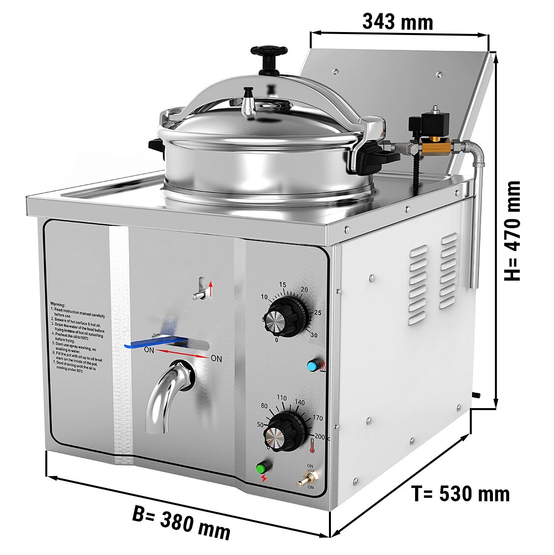 Friteuse à pression électrique professionnelle - 15L - 3kW - Manuel