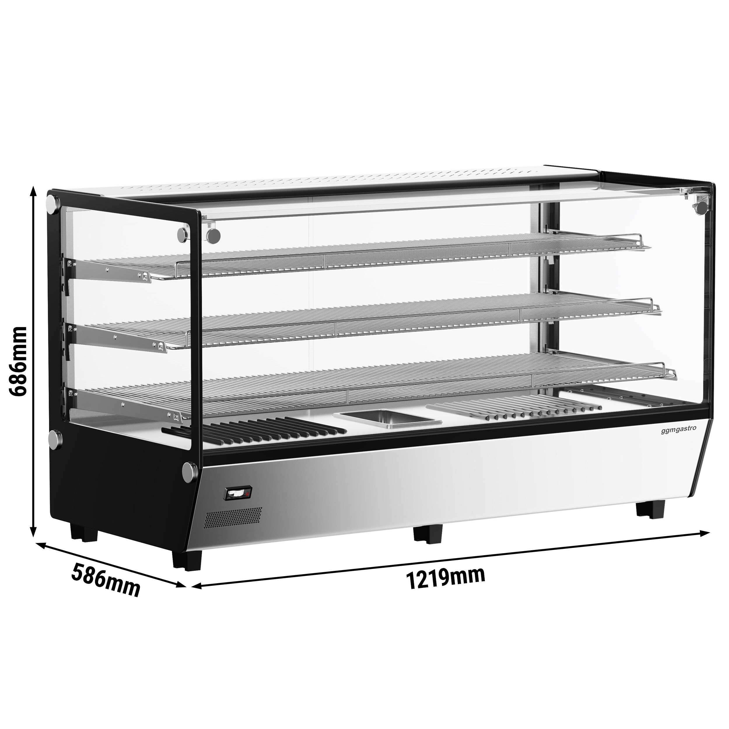 Vitrine chauffante – 1219 mm – 1,8 kW – avec 3 étagères