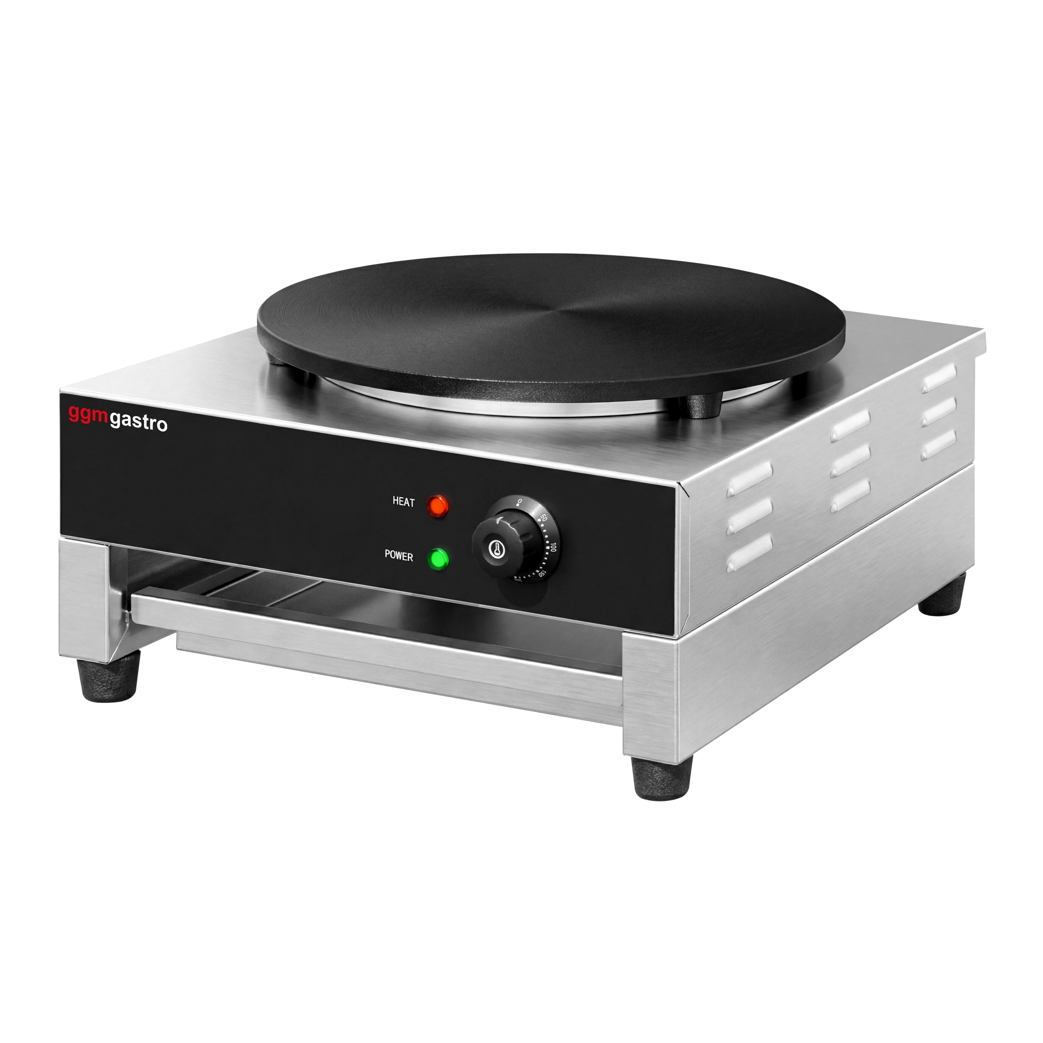 Crêpière professionnelle - Thermostat réglable - Ronde - Ø 400mm incl. râteau à crêpes
