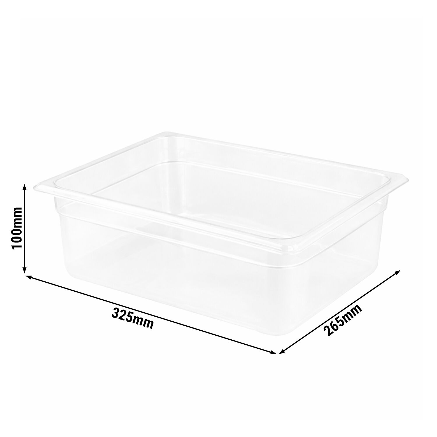 (6 pièces) Bac en Polypropylène - GN 1/2 - Translucide - 5,9 L - Hauteur : 100 mm