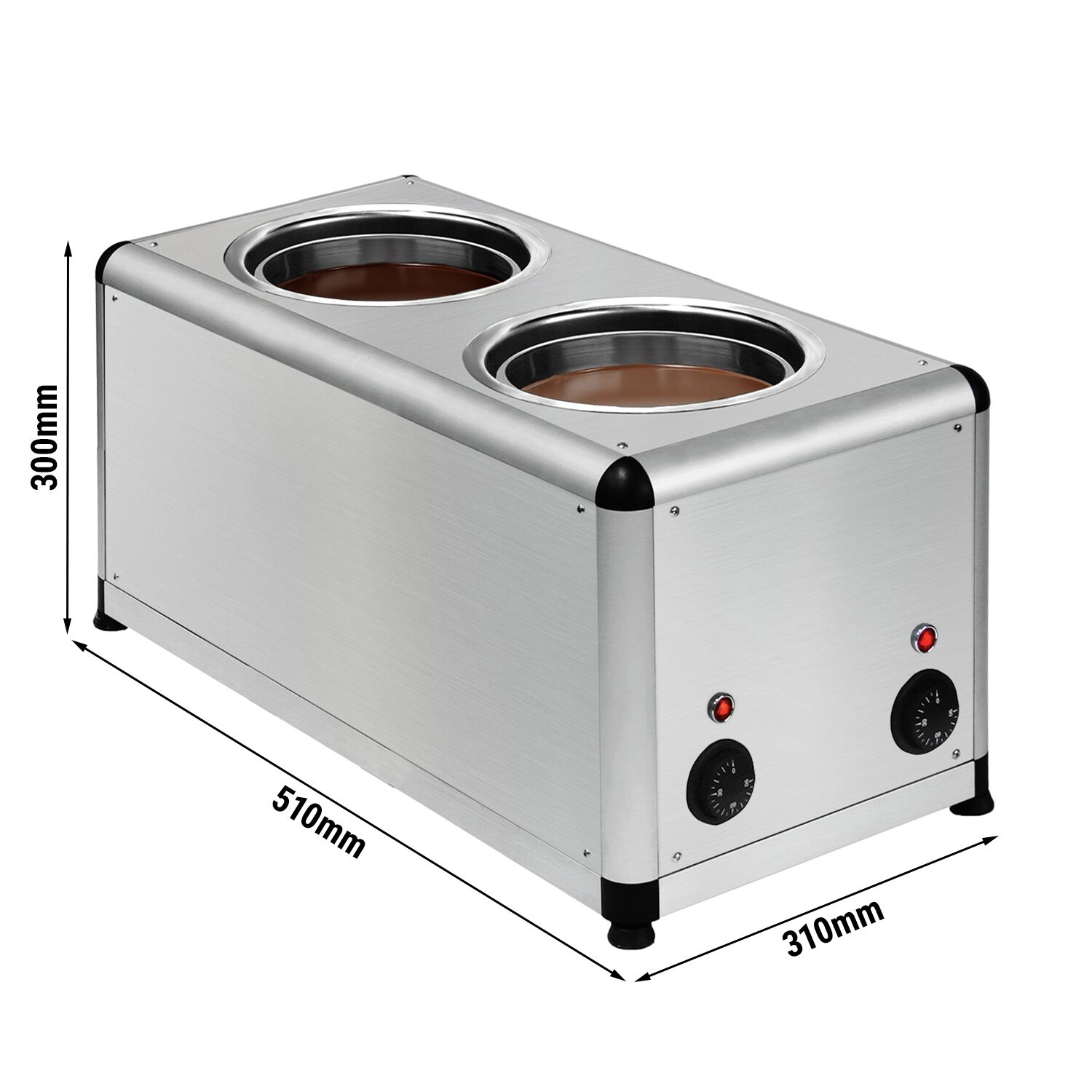 Fondoir à chocolat à chauffage sec - 2x 7,0litres - 1kW