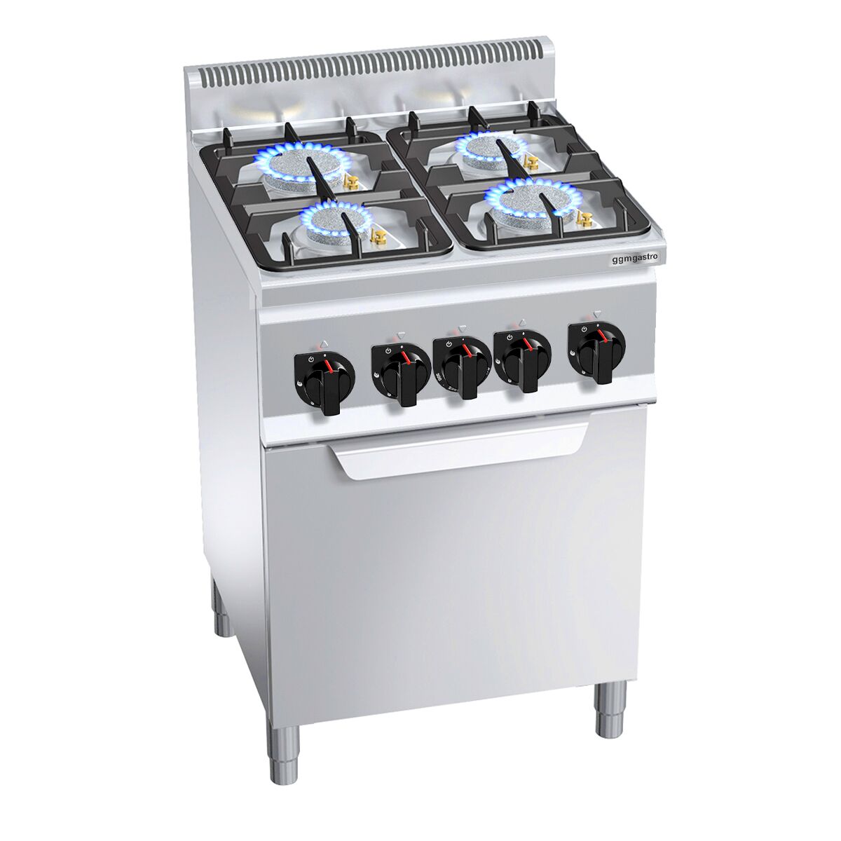 Fourneau à gaz – 19 kW – 4 brûleurs – avec four électrique à convection – 3 kW