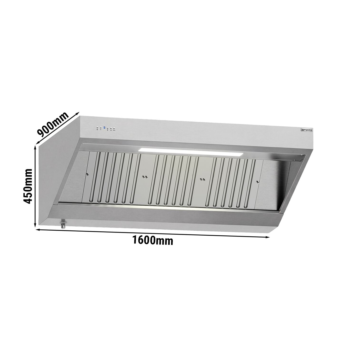Hotte murale avec moteur - 1600mm - avec régulateur, filtre & lampe