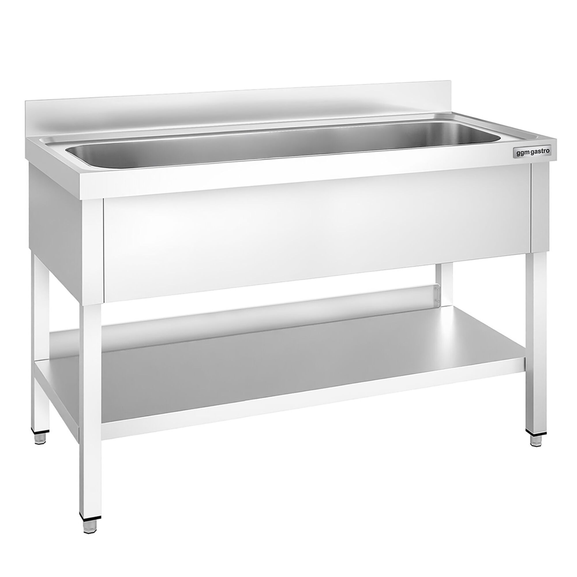 Plonge à marmites en inox PREMIUM - 1400x700mm - avec étagère basse & 1 bac
