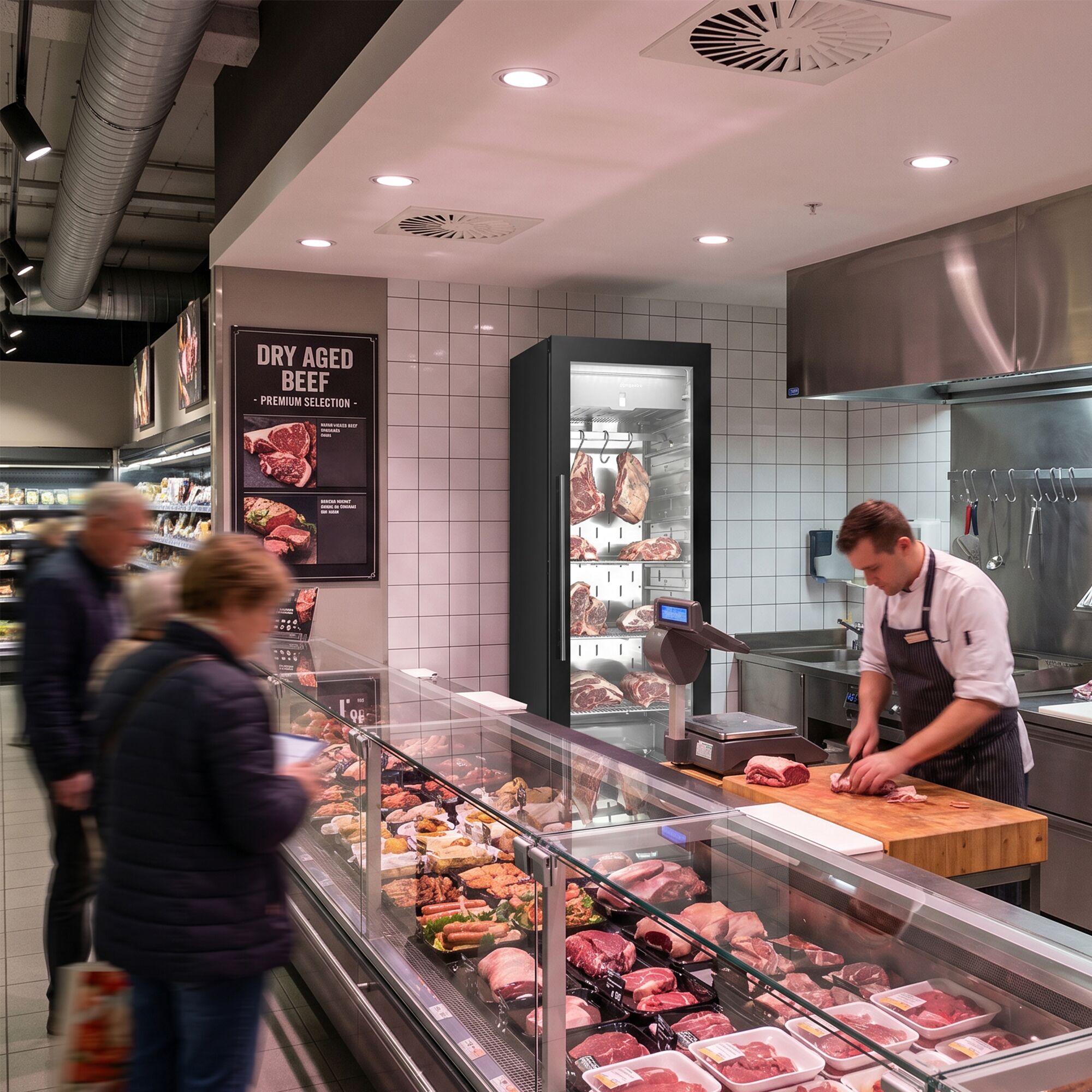 Dry Aging Armoire de maturation de la viande - 595mm - 352 litres - 1 porte vitrée sans cadre - Noir