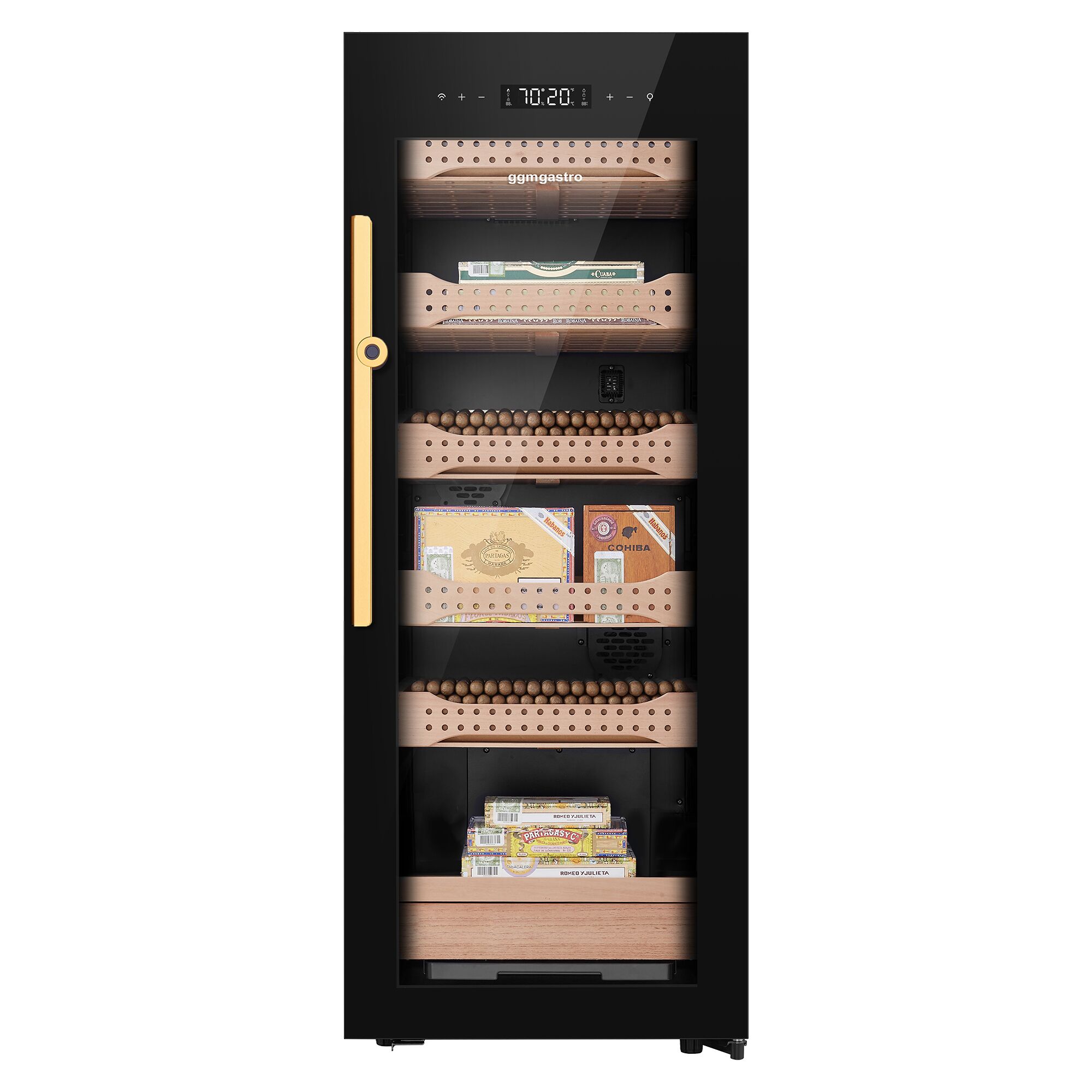 Armoire à Cigares Humidor avec Capteur d'Empreintes Digitales & Application de Contrôle - 200 Litres - pour 1200 Cigares - 6 Tiroirs
