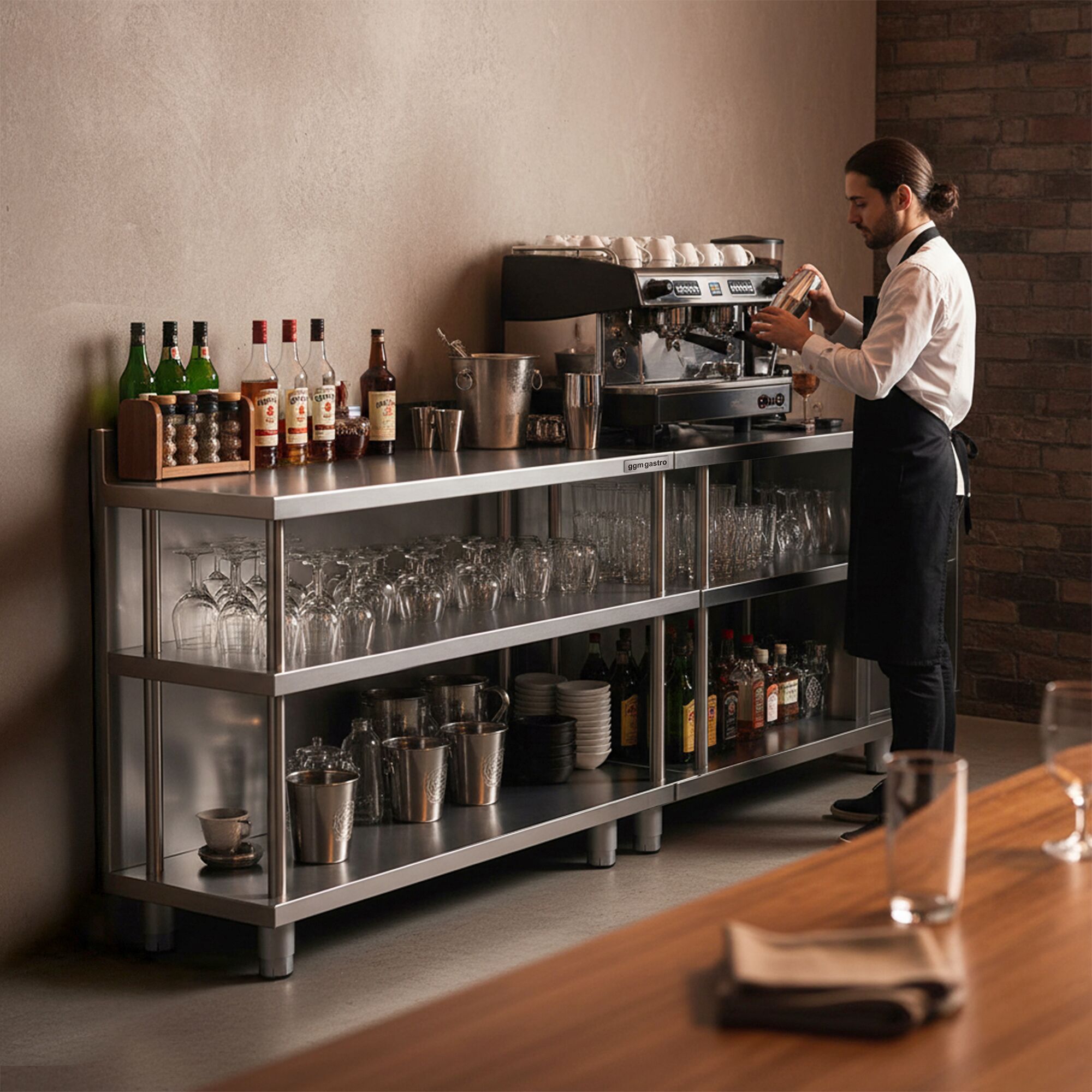 Table de préparation de cocktail - Acier inoxydable - 1800x400mm