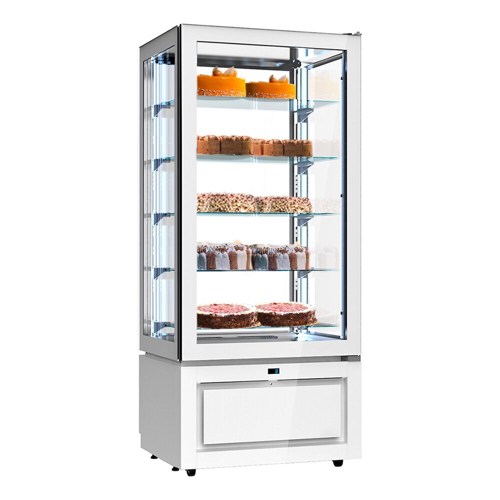 4-Sided Glass Display Fridge - 457L - 805mm - Double glazing - square - with 5 glass shelves - 1 glass door front - White