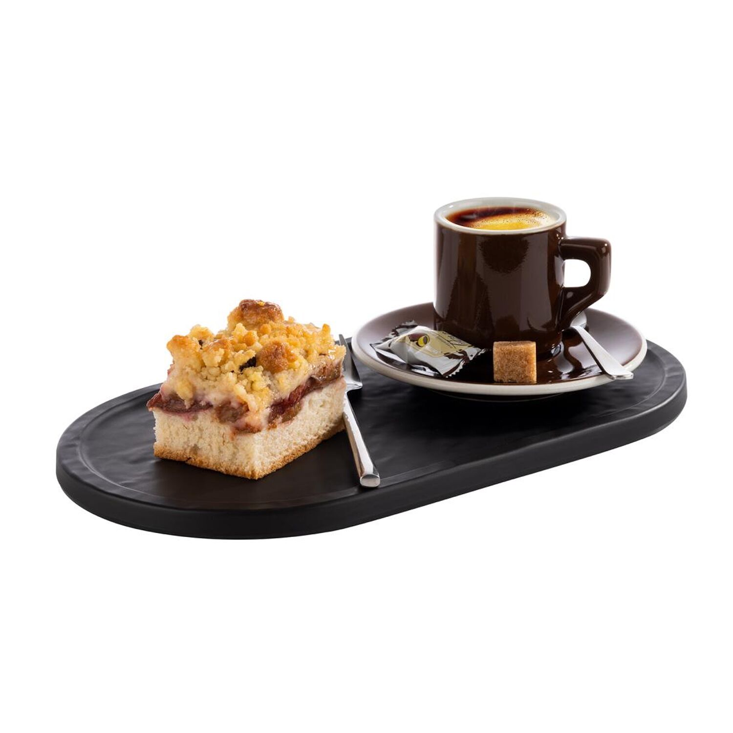 (6 pcs) Plateau de présentation - SLATE - Mélamine - 280x155mm - Hauteur:10mm - Noir - empilable, compatible lave-vaisselle