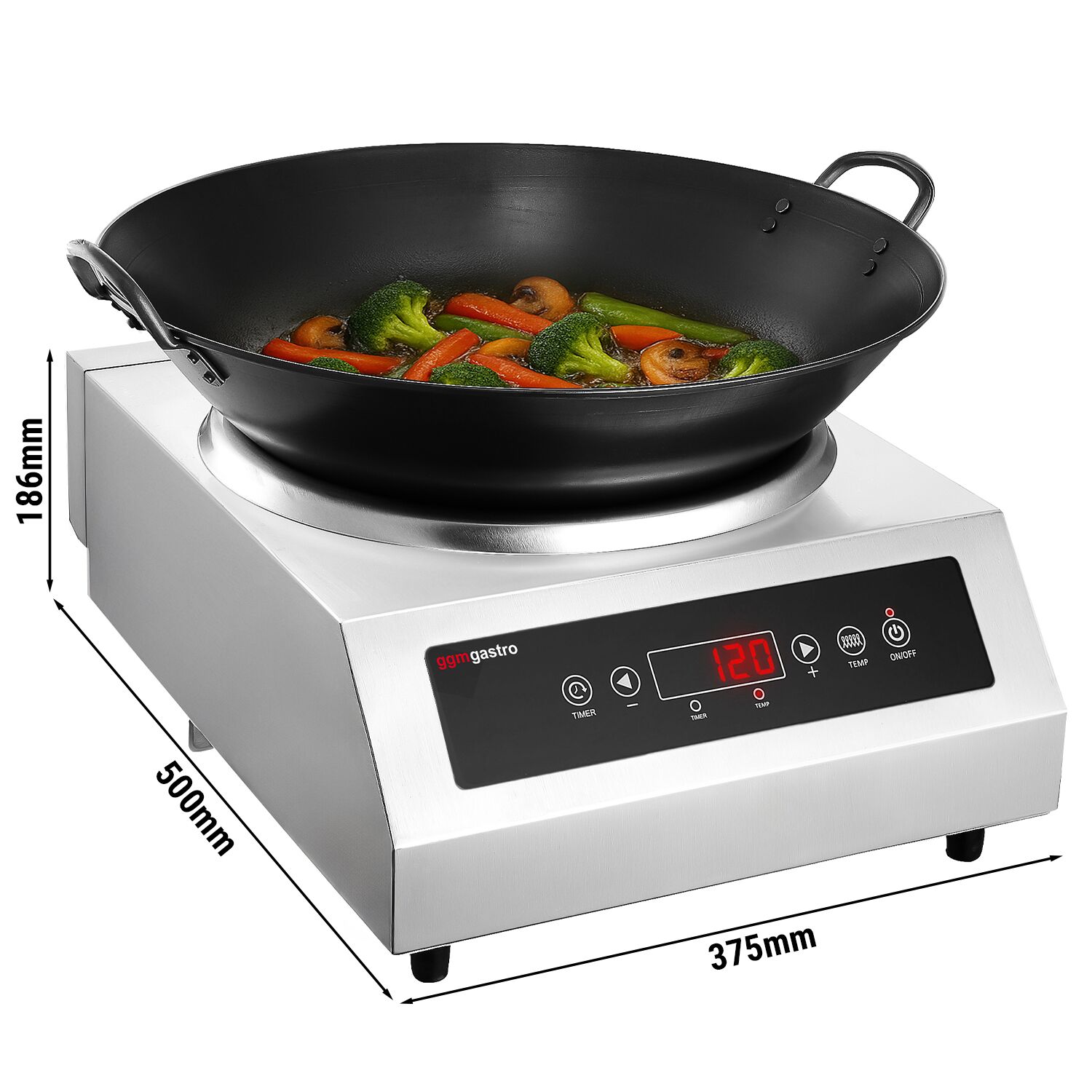 Wok à induction - 3,5 kW - 1 zone de cuisson - Ø 460mm - incl. wok