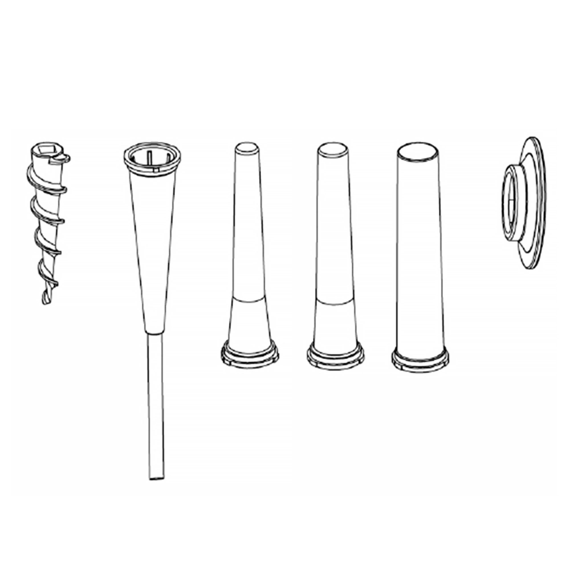(6 pcs) Sausage Filler Set - Ø 23mm, 29mm and 39mm - compatible with Meat mincer FWFC550 - incl. Snack-stick funnel, auger and flange