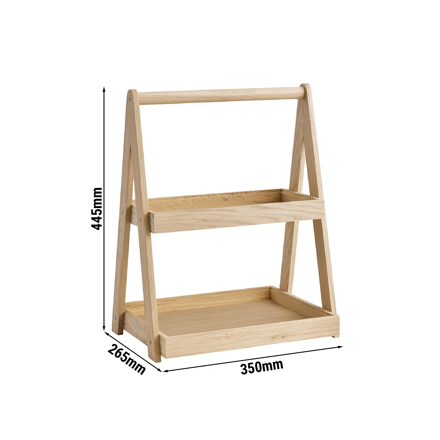 Présentoir buffet - 2 niveaux - VALO - Bois de chêne - Brun - rectangulaire - Hauteur:445mm - avec 2 Niveaux - compatible avec GN 1/2 & GN 1/3