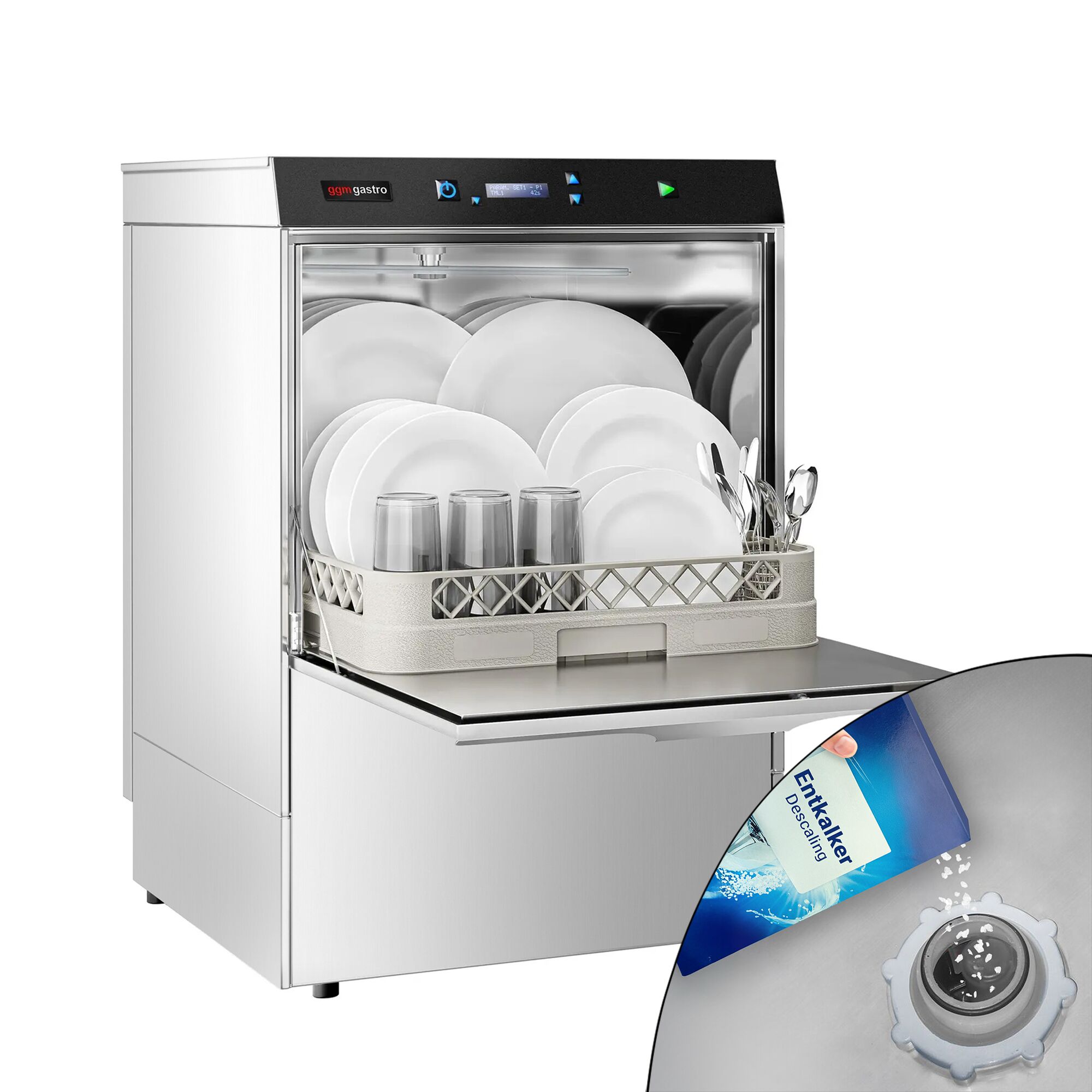 Lave-Vaisselle à Double Paroi - Numérique - 3,9 kW - incl. Détartrant - avec Pompe de Détergent & de Rinçage