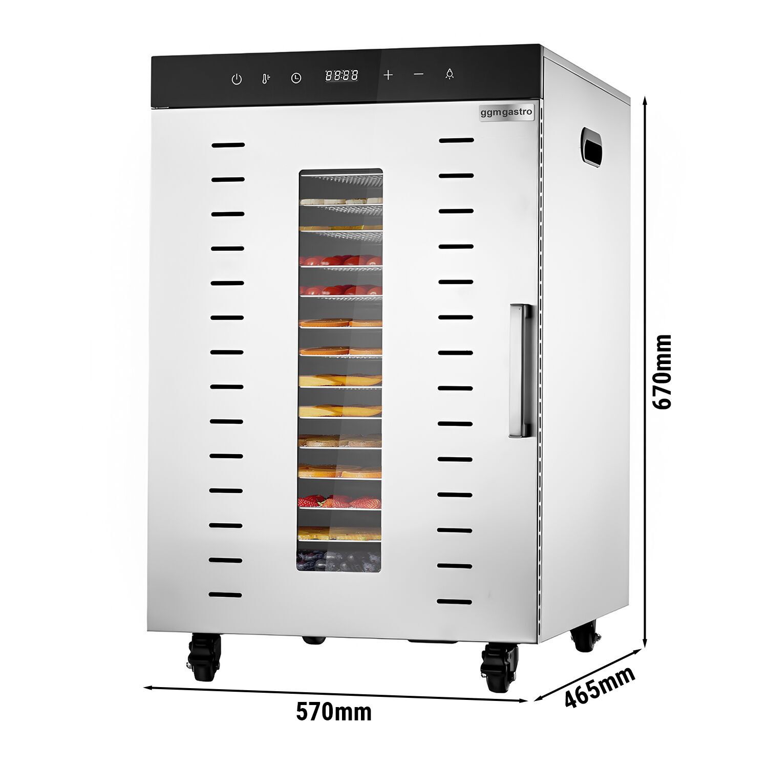 Food Dehydrator - with 16 Shelves - Stainless Steel - Digital Timer - 1.5kW