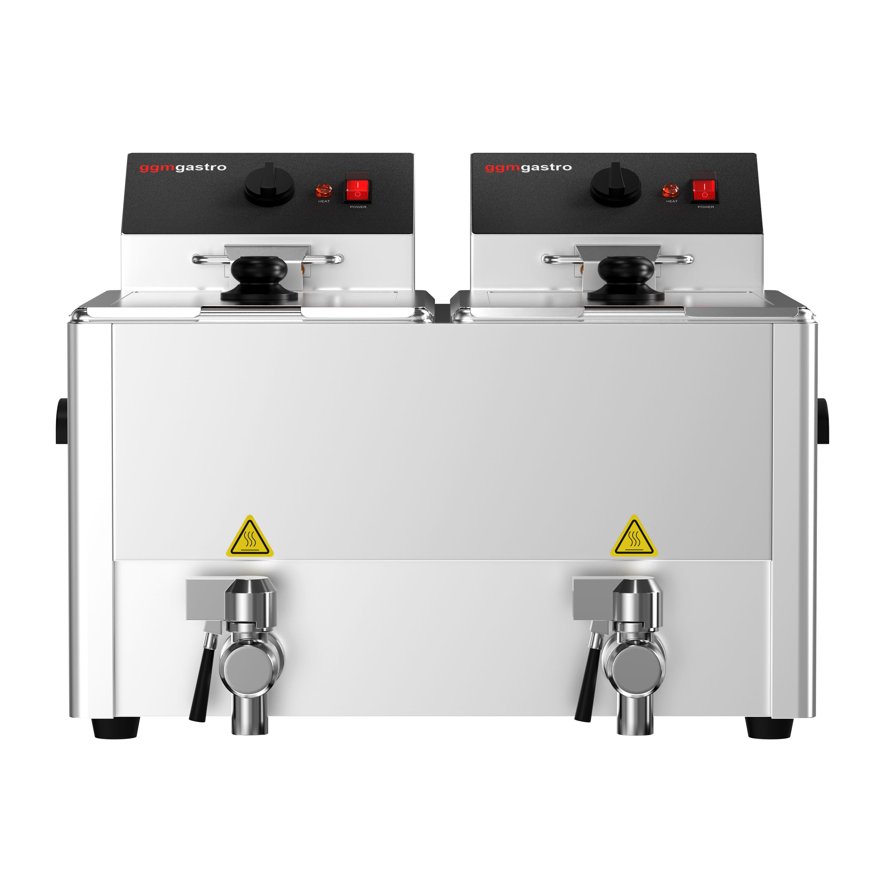 Friteuse électrique double – 8+8 litres – 6,5 kW – avec robinet de vidange
