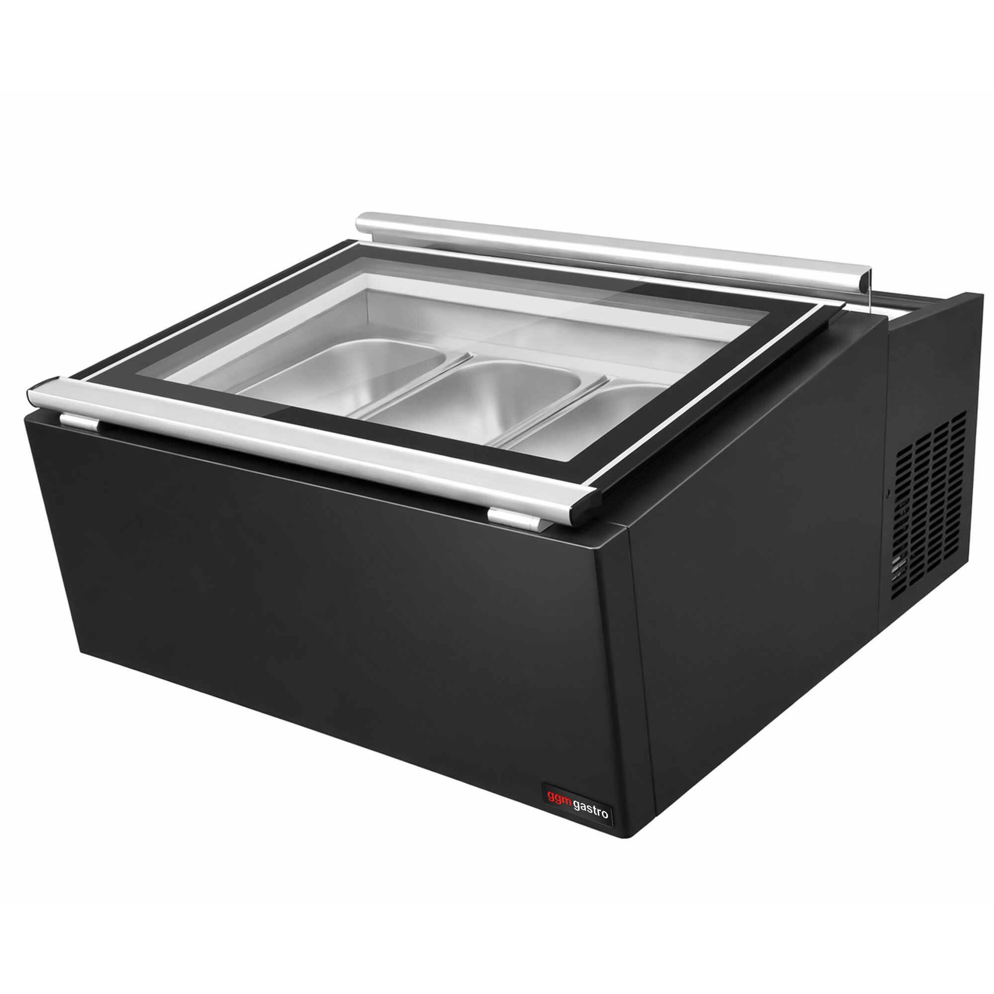 Vitrine réfrigérée à poser Eisvitrine - 54L - 690mm - portes coulissantes vitrées avant - pour glaces - Pour FR - Noir