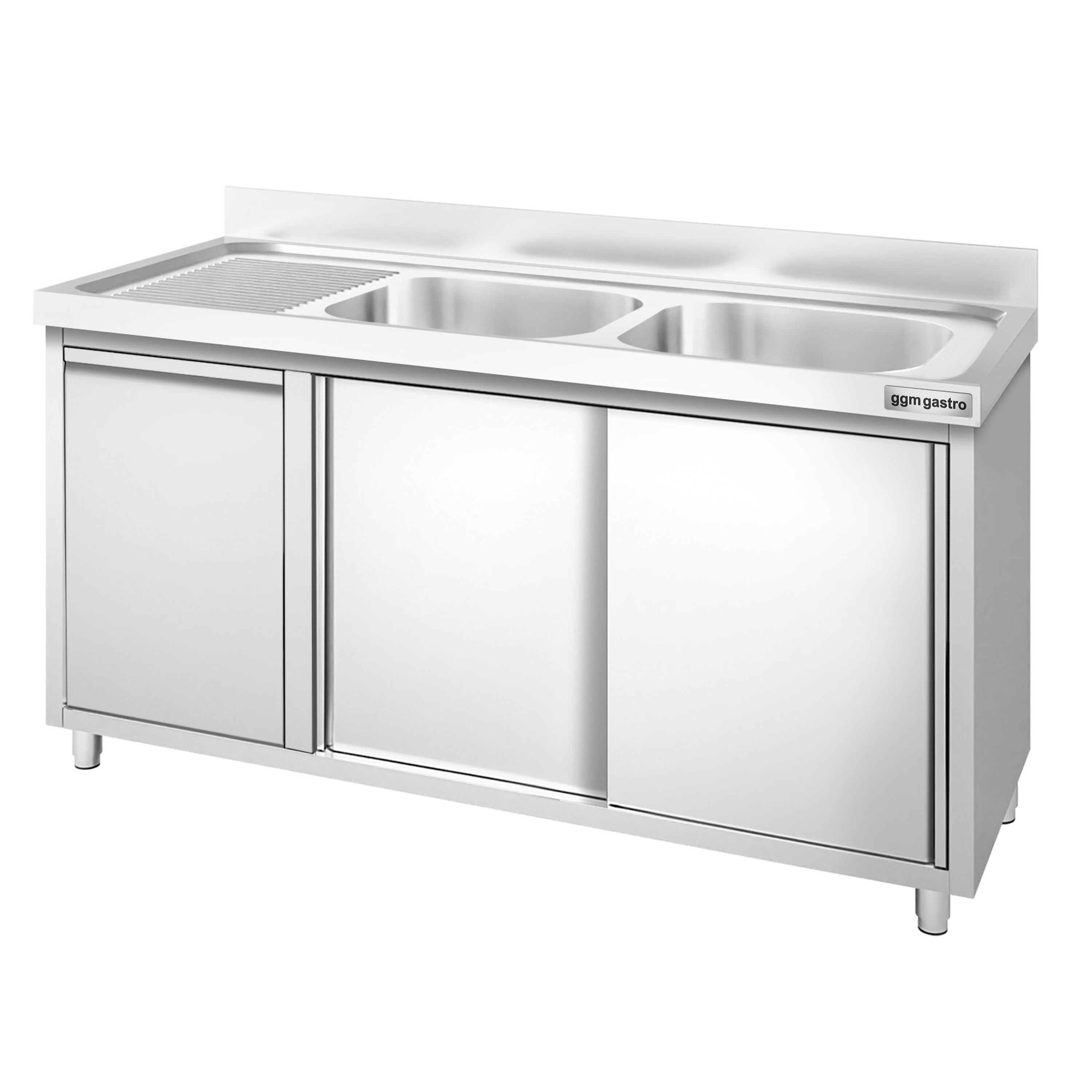 Meuble plonge PREMIUM - 1400x600mm - avec poubelle intégrée et 2 bacs