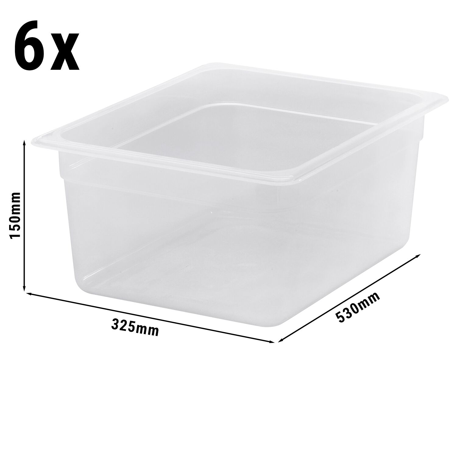 (6 pieces) CAMBRO | Gastronorm Container - 1/2 - Polypropylene - Translucent - 150mm