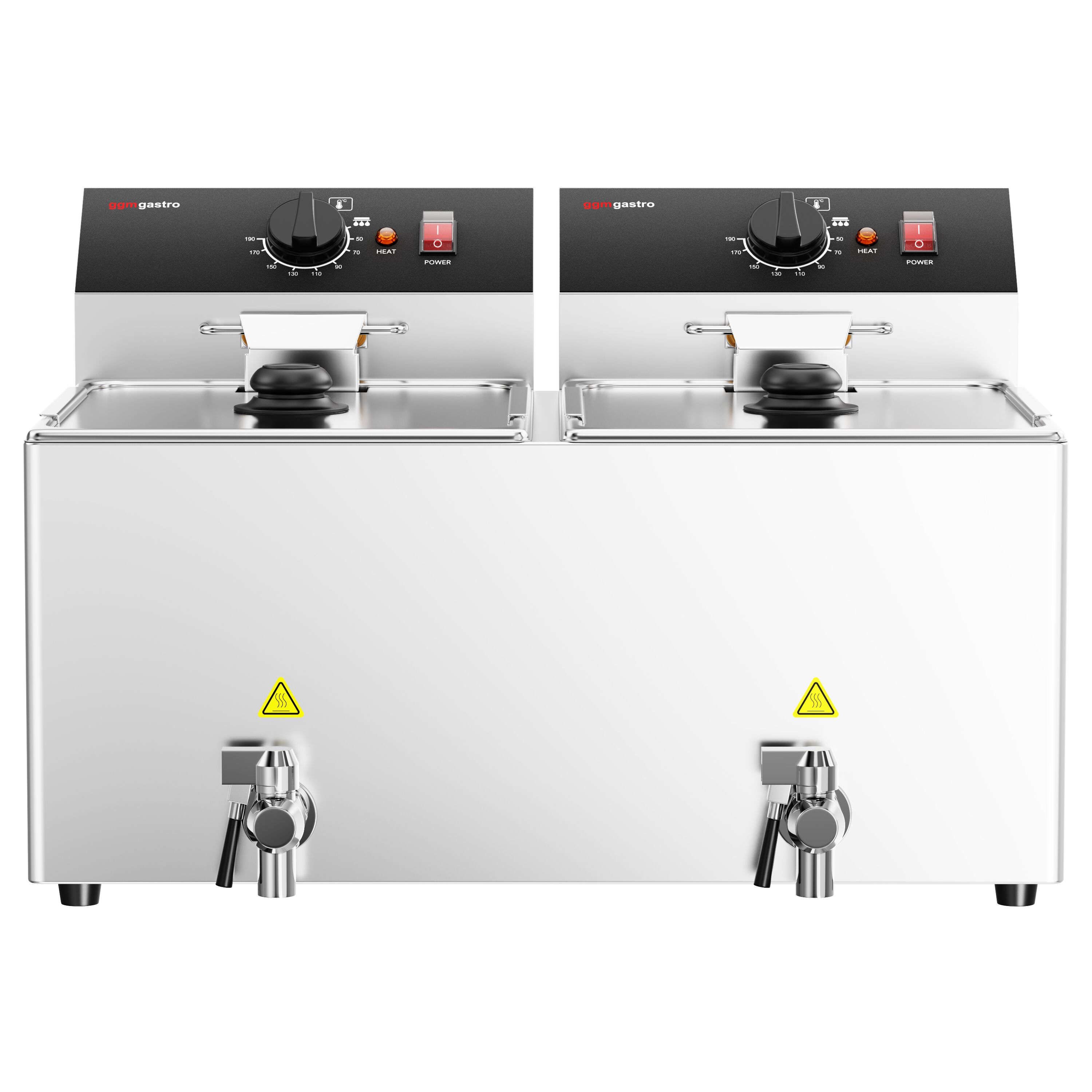 Friteuse électrique double – 12+12 litres – 6,5 kW – avec robinet de vidange
