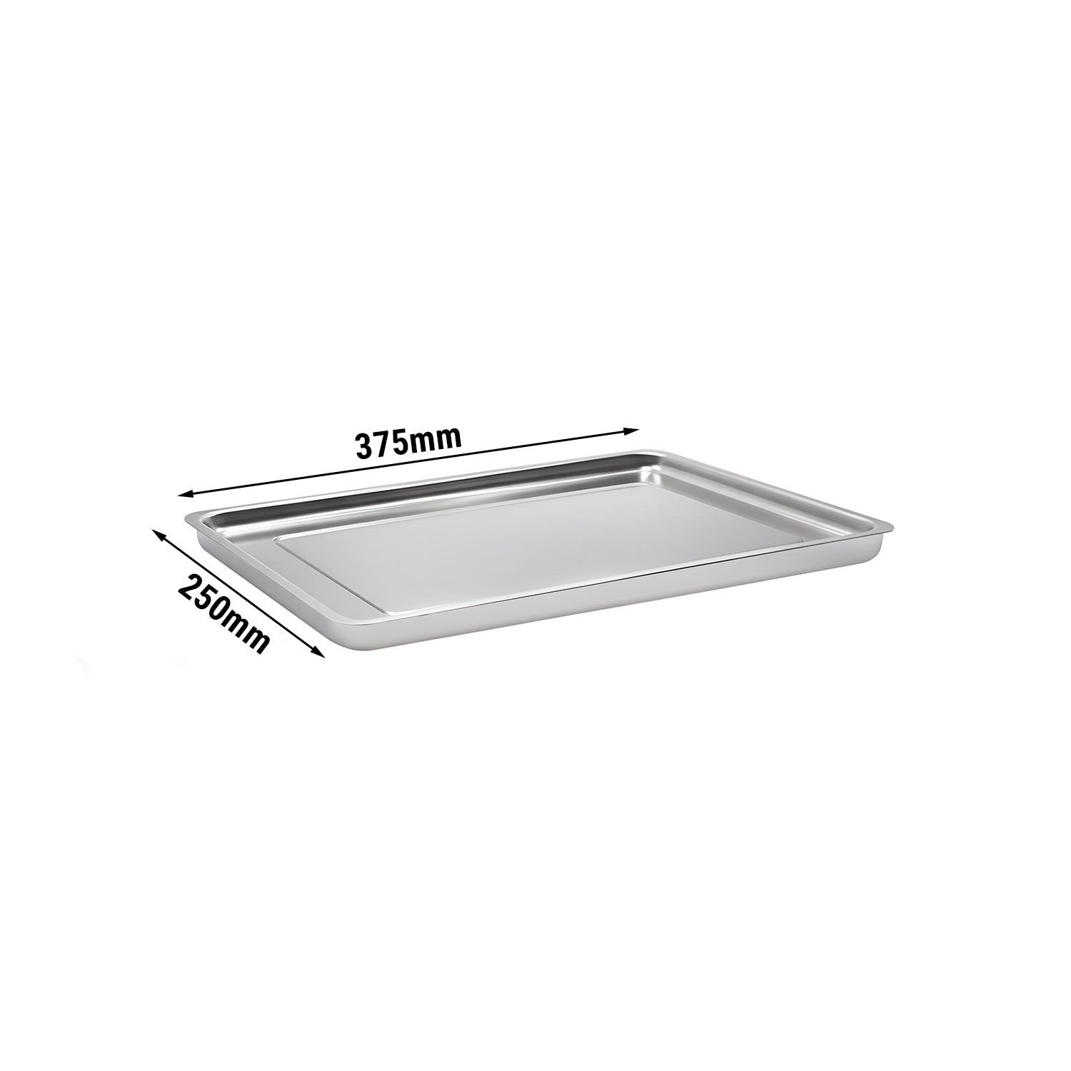 Plateau de service avec rebord - Acier inoxydable - avec rebord - rectangulaire - 393x268x40mm - Hauteur : 40mm