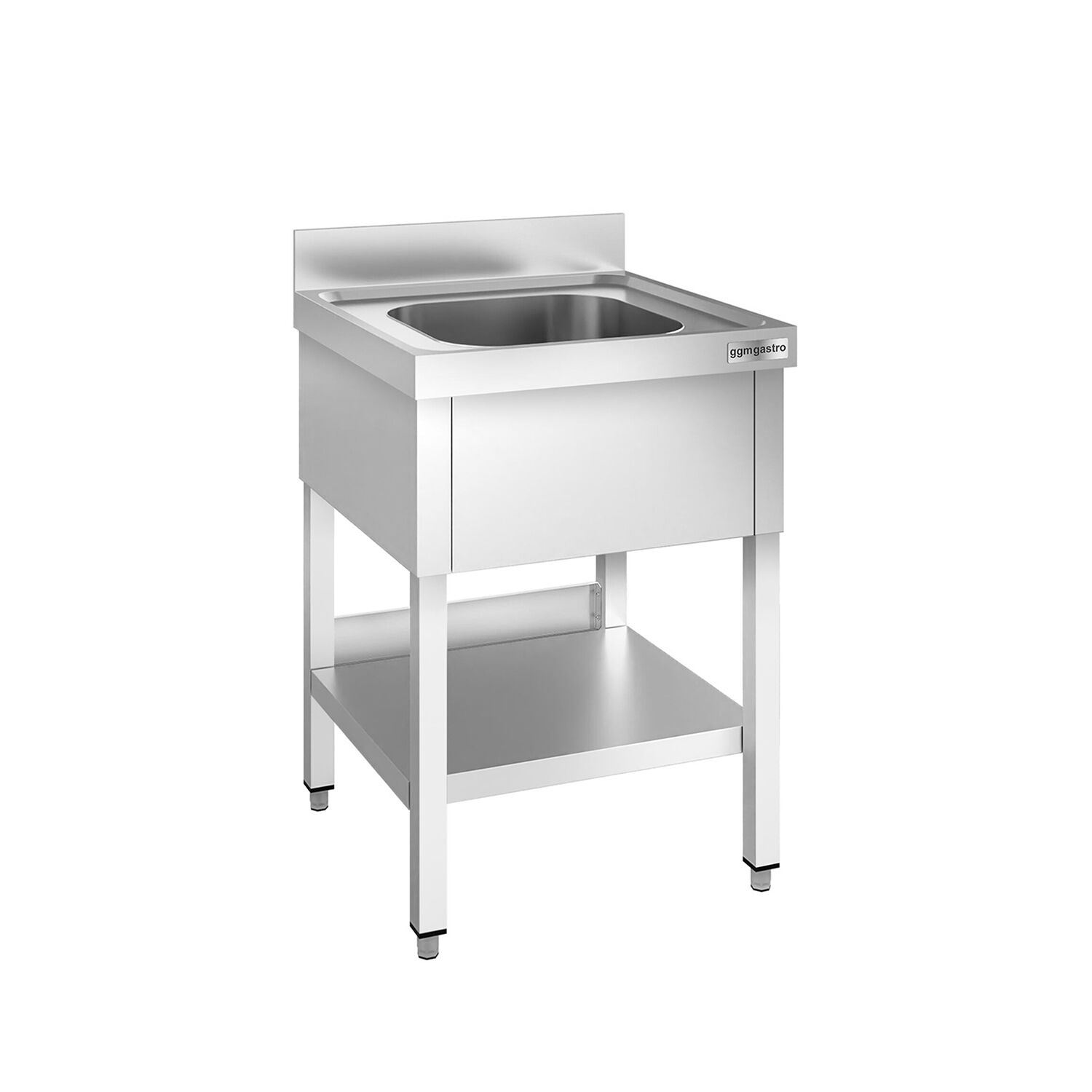 Plonge en inox PREMIUM - 600x700mm - avec étagère basse - 1 bac au centre