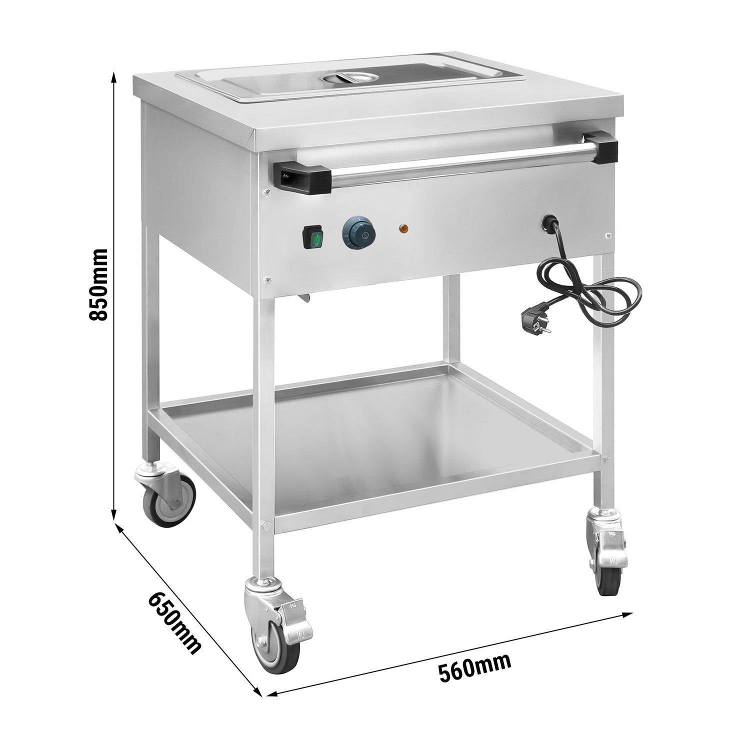 Mobile Bain Marie - GN 1/1 - 200mm deep - 1,95 kW - with Drain Tap