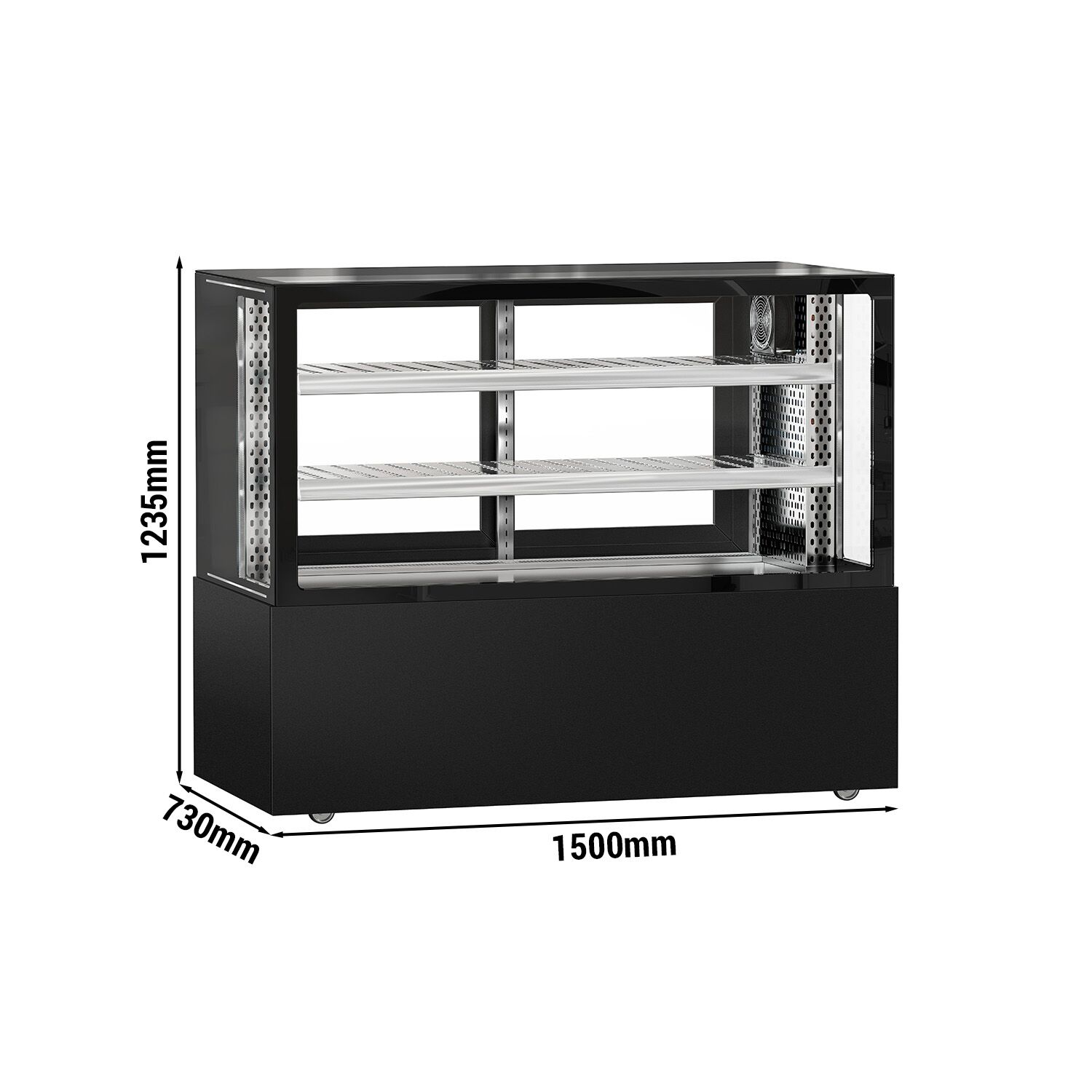 Vitrine de comptoir réfrigérée MADRID - 525L - 1500mm - Double vitrage - avec 2 étagères - portes coulissantes vitrées arrière - Noir mat