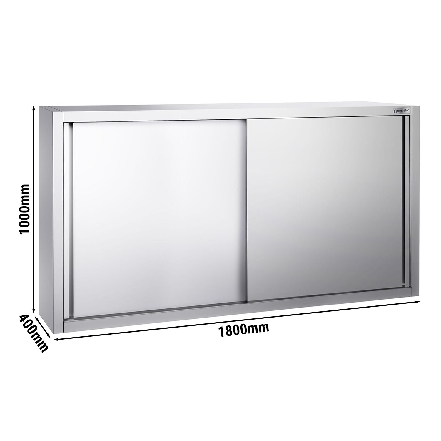 Armoire murale en acier inoxydable PREMIUM - 1800x400mm - avec portes coulissantes - 1000mm de haut