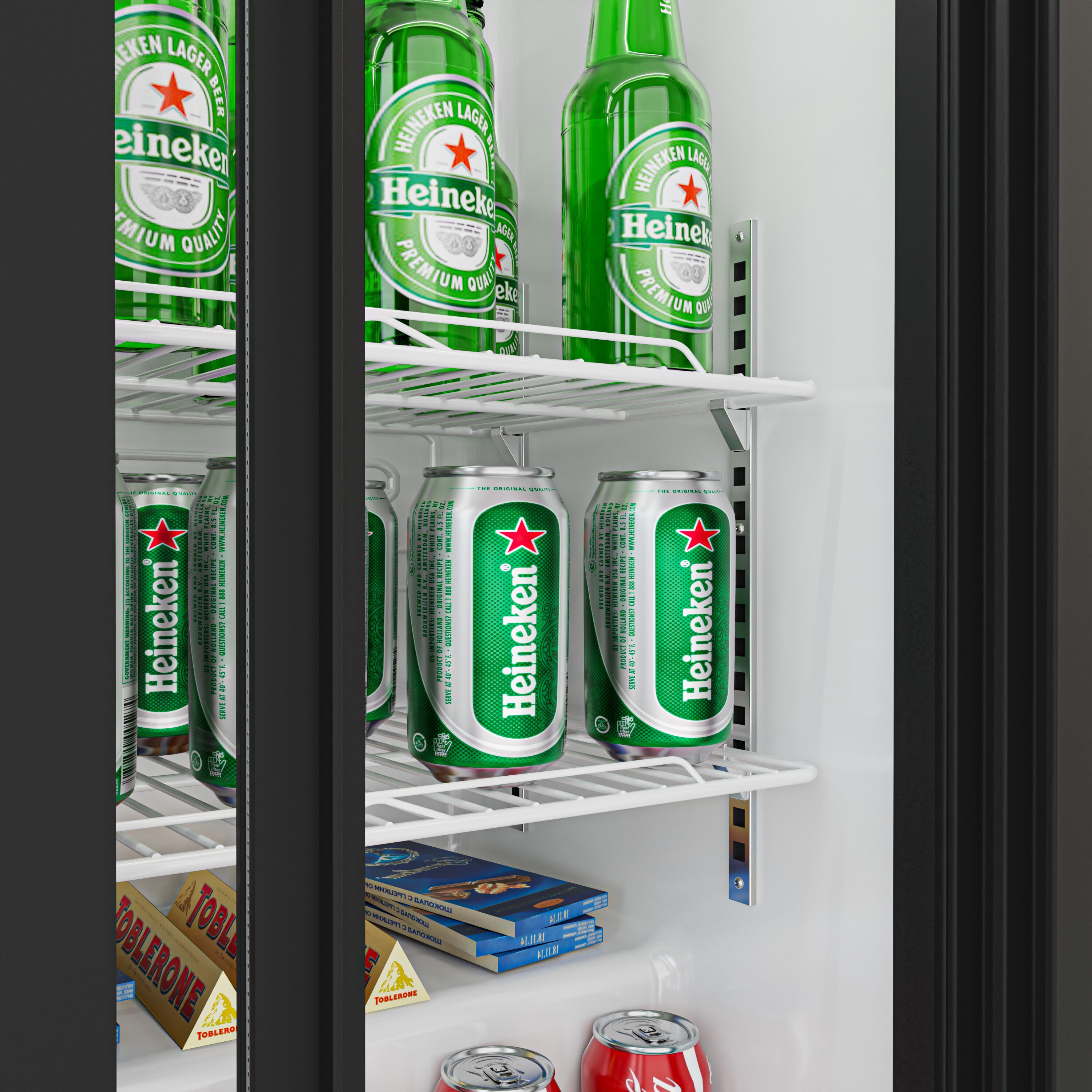 Réfrigérateur de bar – 1350 mm – 320 litres – avec 3 portes coulissantes en verre – Noir