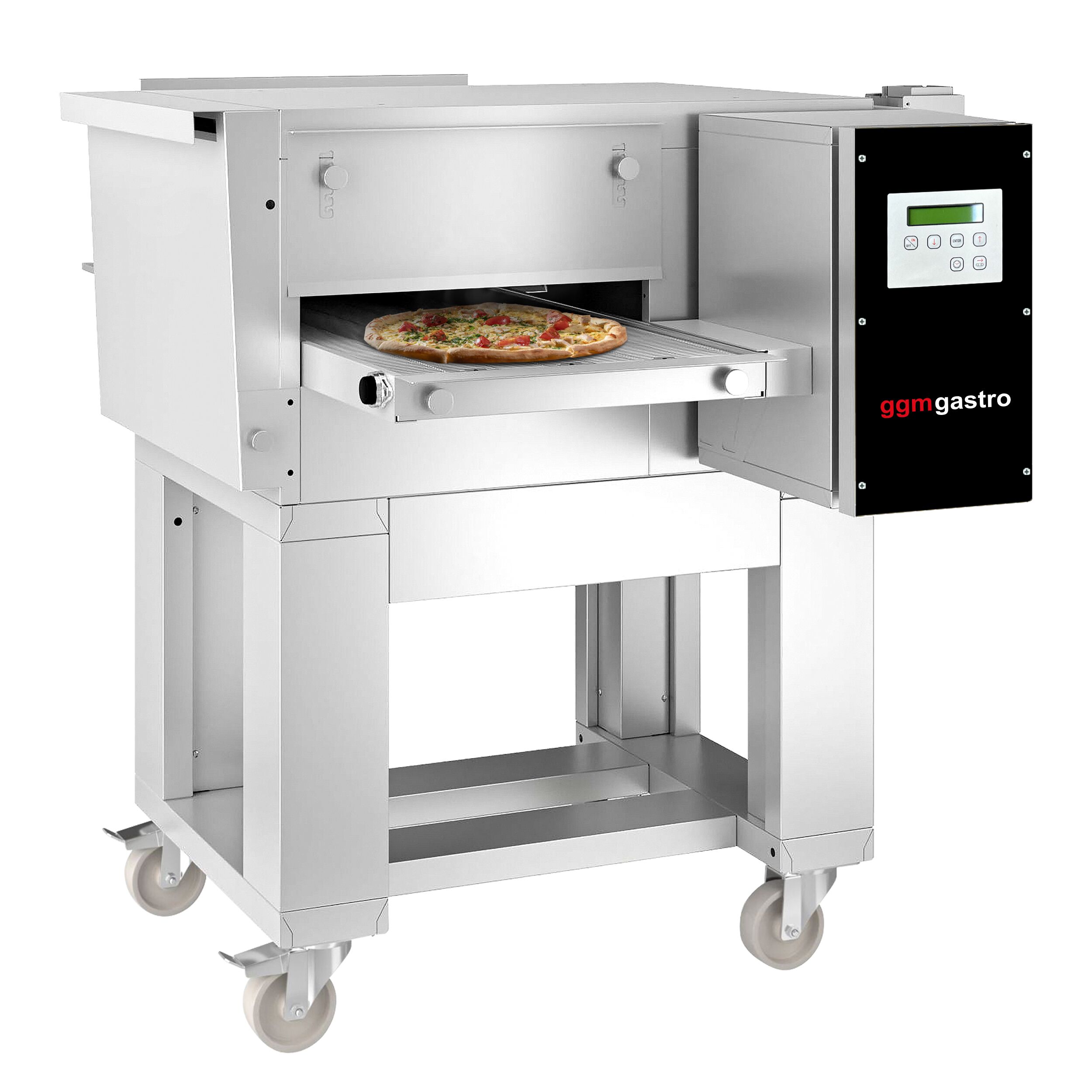 Four à convoyeur électrique – 980 × 1300 mm – commande digitale – Largeur de bande 400 mm – avec soubassement en inox