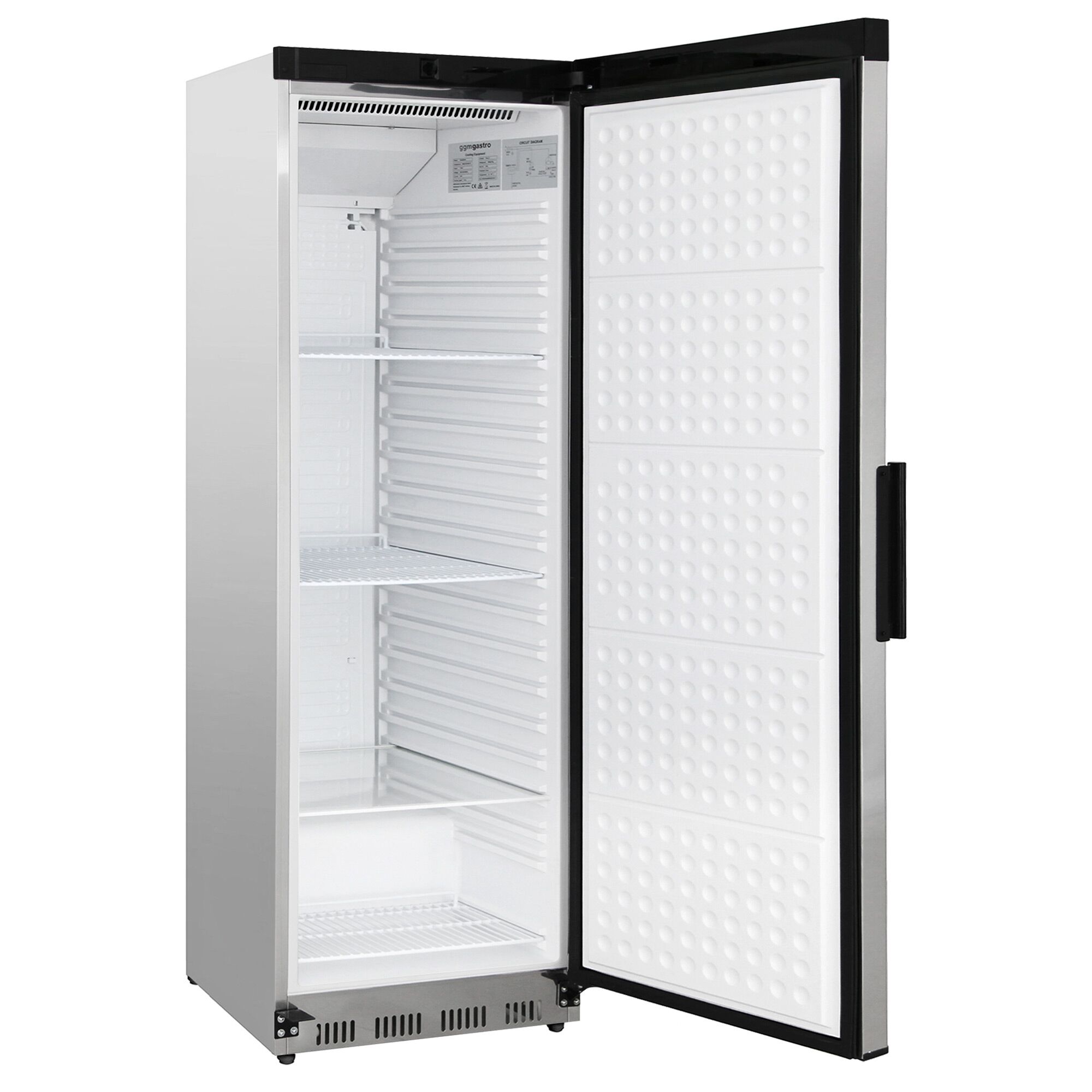 Lagerkühlschrank Edelstahl PREMIUM - 400 Liter - mit 1 Tür - Innenseite der Tür aus Kunststoff